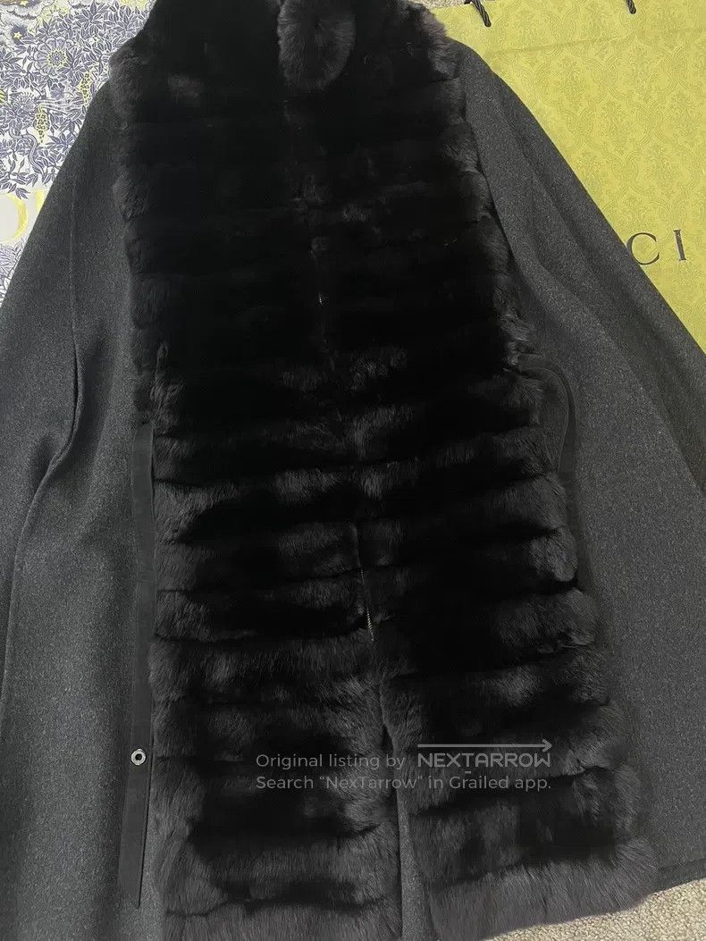 Loro Piana LORO PIANA Black Cashmere Lined Dragon Plush Fur Cloak Coa Size M / US 6-8 / IT 42-44 - 2 Thumbnail