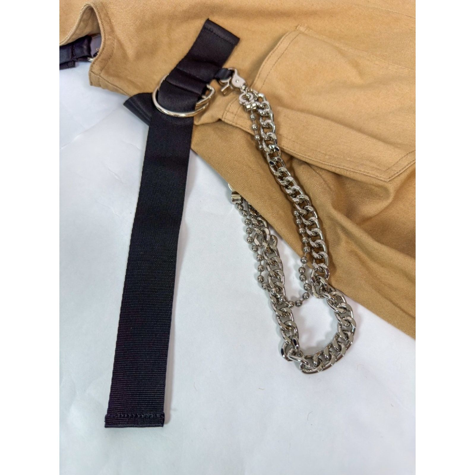 I.AM.GIA I.AM.GIA Cobain Overalls Tan Chain Strap Drop Crotch XS NWT Size 25" / US 0 / IT 36 - 6 Thumbnail