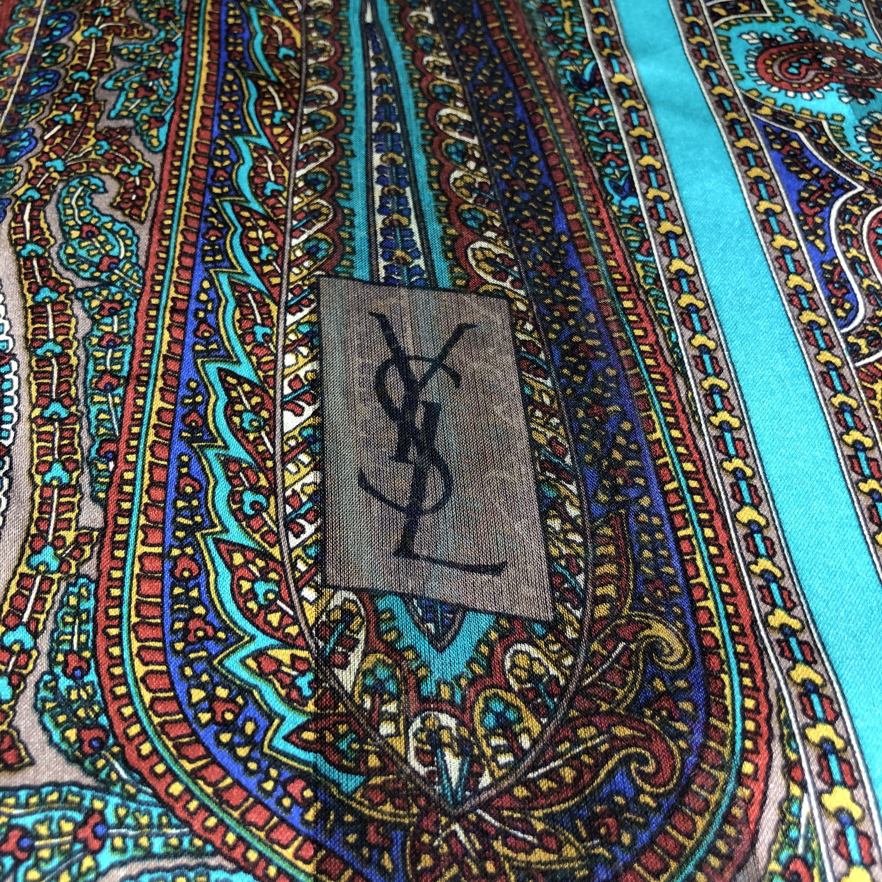 Yves Saint Laurent Yves Saint Laurent Paisley Silk Stole Silk Scarf M1140 Size ONE SIZE - 4 Thumbnail
