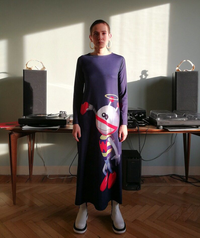 Walter Van Beirendonck Late 90s printed lycra tee dress Size S / US 4 / IT 40 - 1 Thumbnail