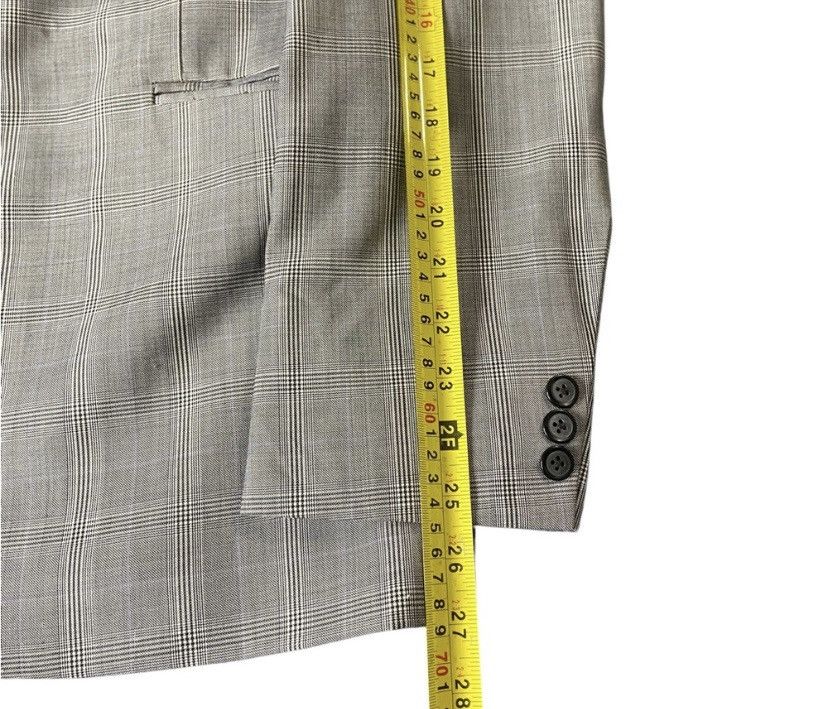 Designer Bespoke Men’s Check Blazer Peak Lapel Grey White Chest 39R Size 38R - 6 Thumbnail