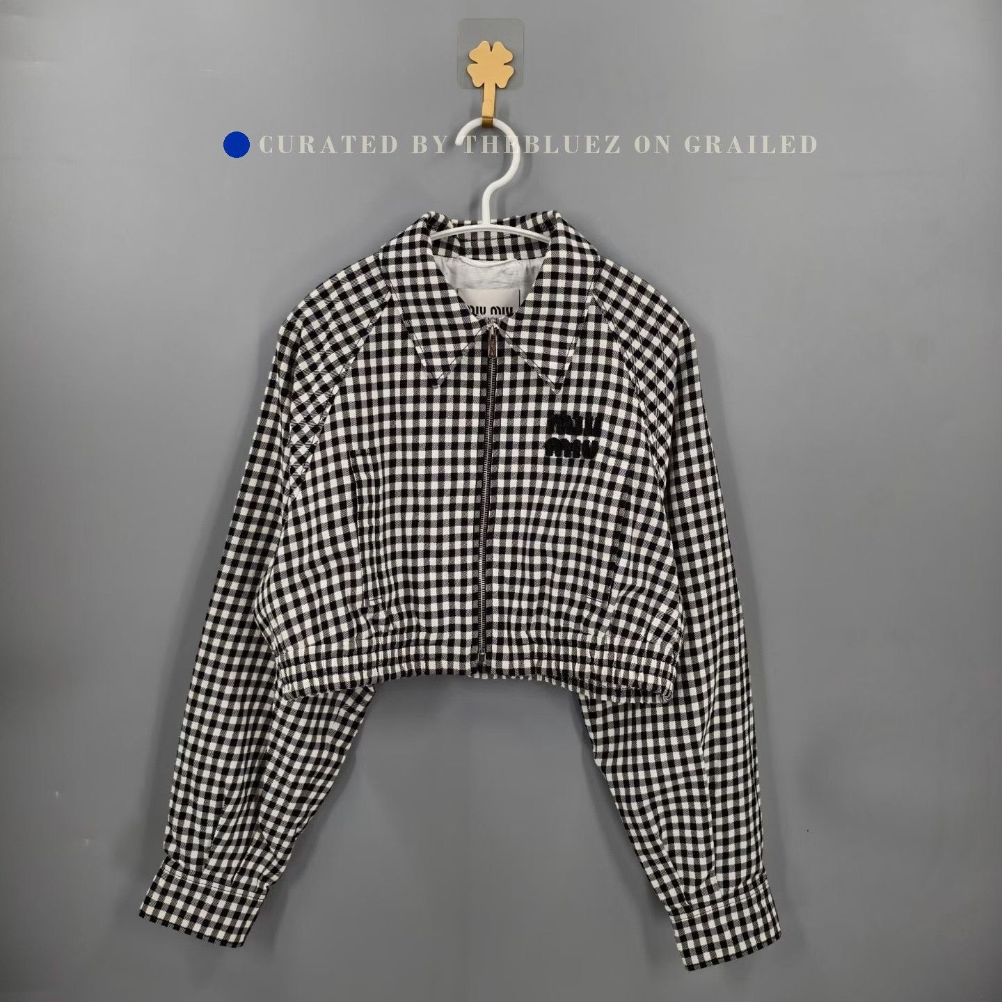 Miu Miu Miu Miu Black White Plaid Short Zip Jacket Size S / US 4 / IT 40 - 1 Thumbnail