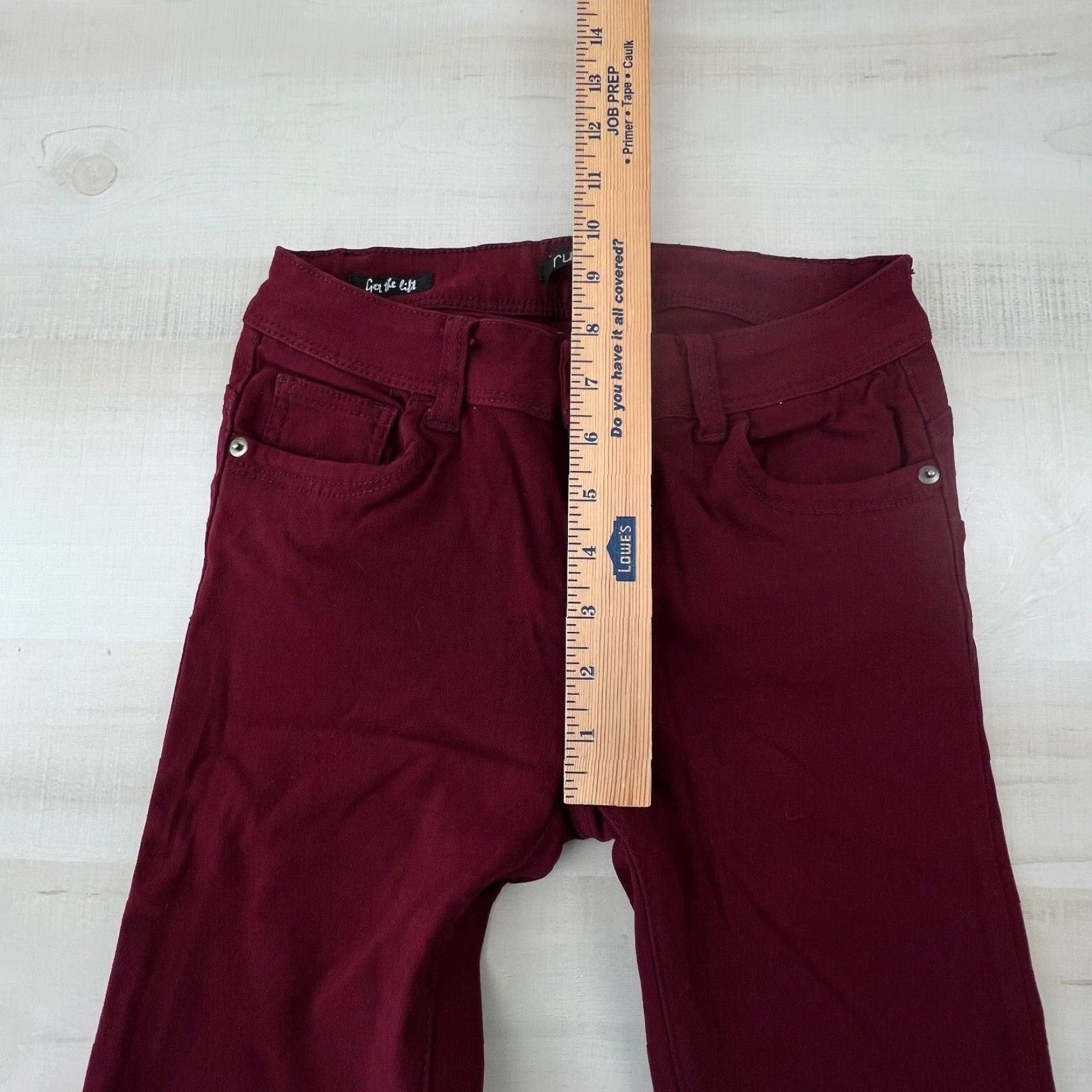 Vintage Womens Rue 21 Skinny Jeans 5 Juniors Burgundy Mid Rise Stretch Size 27" / US 4 / IT 40 - 6 Thumbnail