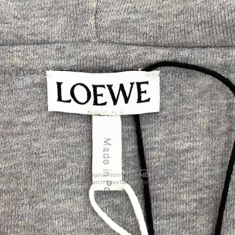 Loewe Loewe Grey Logo Embroidered Cotton Hooded Drawstring Long Size S / US 4 / IT 40 - 5 Thumbnail