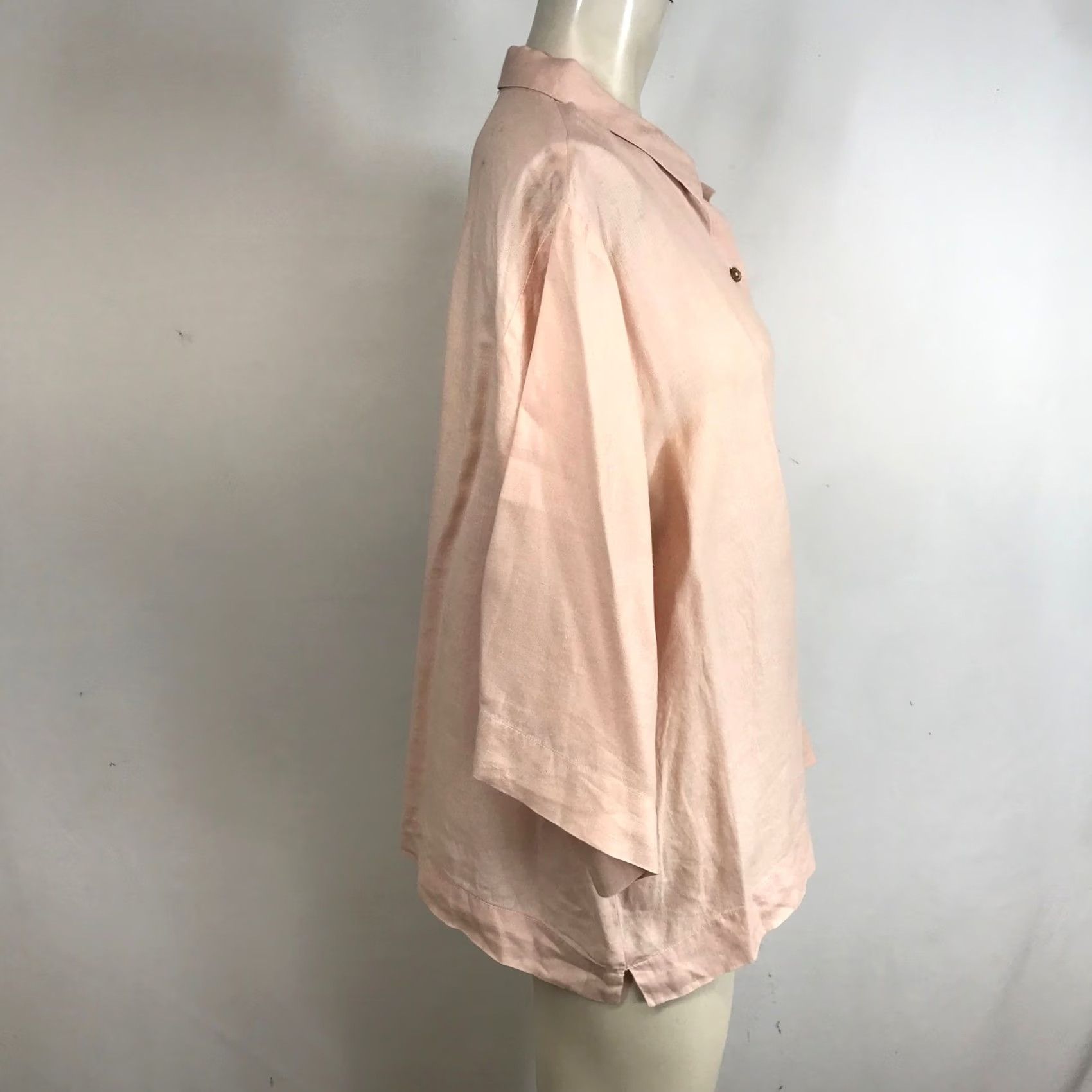 Eileen Fisher Eileen Fisher Womens Pink Linen Blend Button Up Shirt 3/4 Sleeve Collared Top Size L / US 10 / IT 46 - 4 Thumbnail
