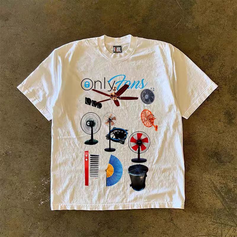 Japanese Brand × Vintage White street washed retro fan pattern t-shirt Size US M / EU 48-50 / 2 - 1 Thumbnail