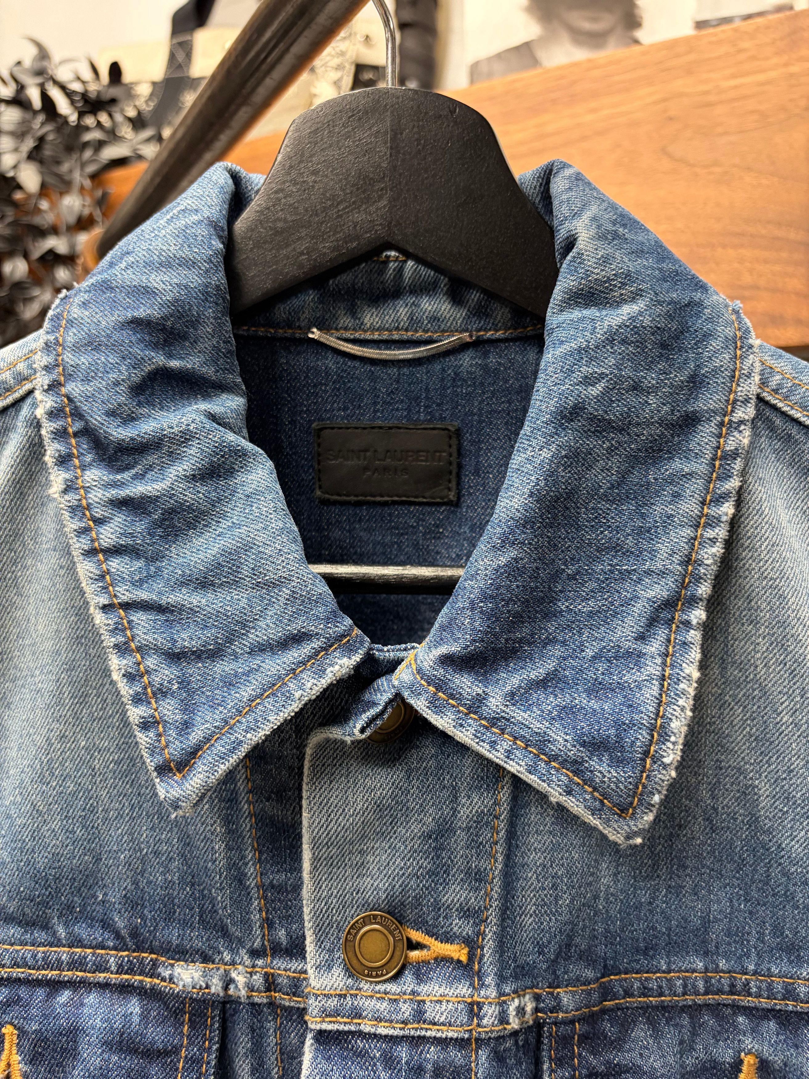 Saint Laurent Paris 2019 Saint Laurent ‘Crash Distressed’ Blue Denim Trucker Jacket Size US XS / EU 42 / 0 - 3 Thumbnail