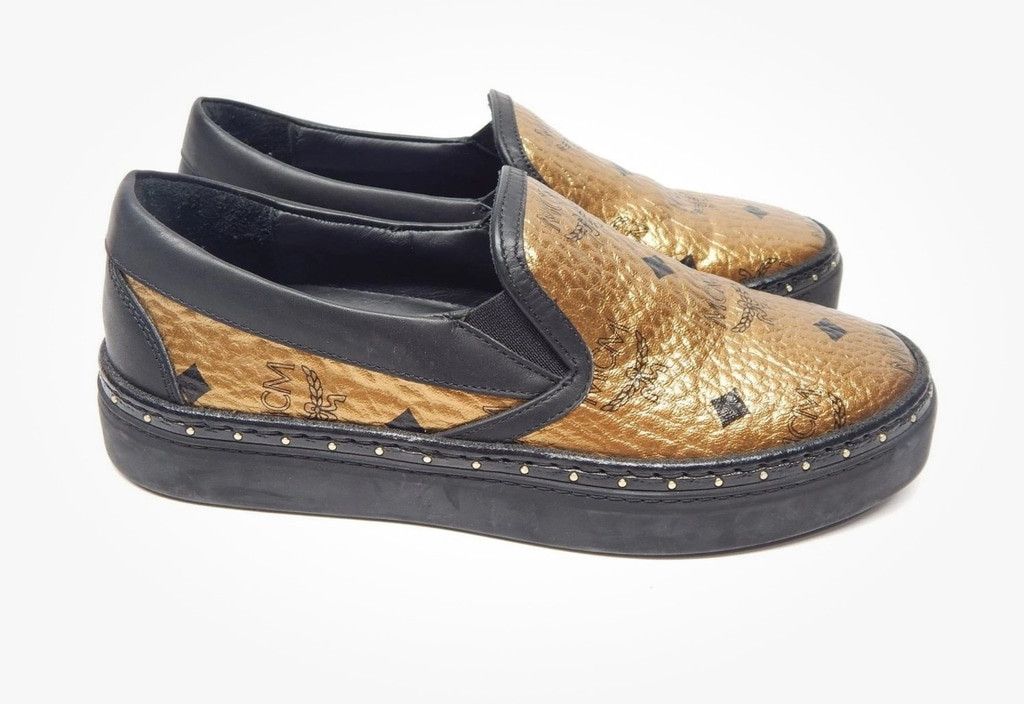 Women's MCM Slip-On Sneakers Size 37 EU Gold and Black