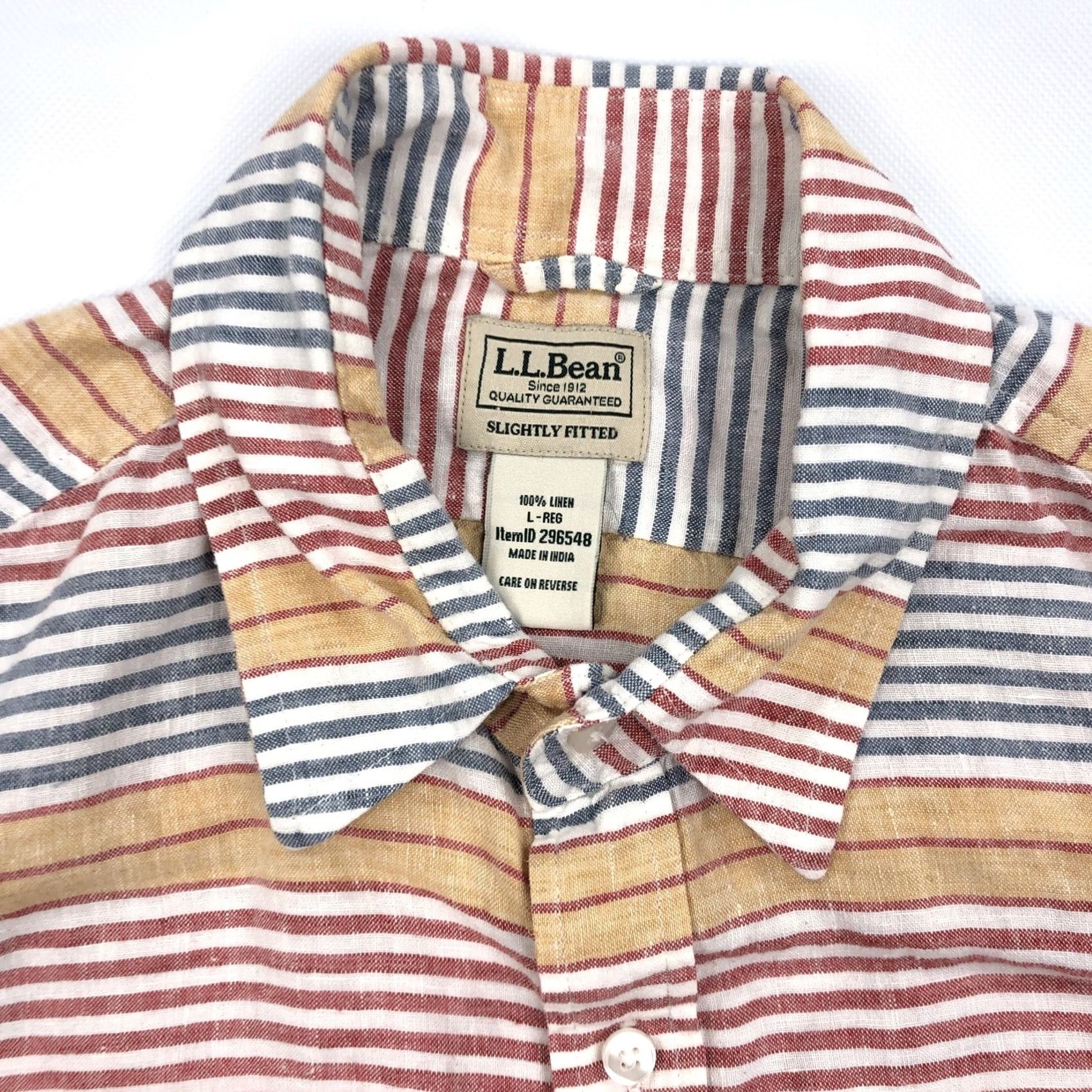Vintage L.L.Bean Men's L Regular Linen Blend Striped Casual Button Down Shirt Short Sleeve"} Size US L / EU 52-54 / 3 - 2 Thumbnail