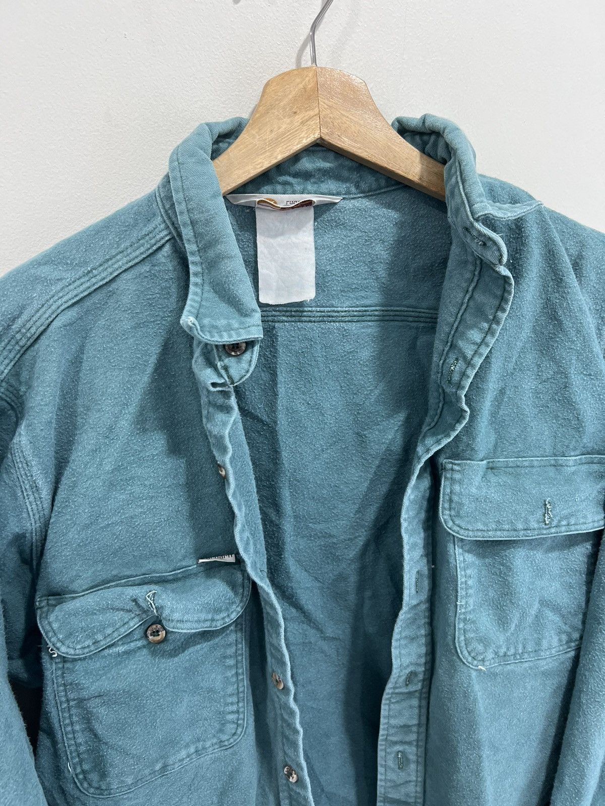 Carhartt × Vintage Vintage Carhartt Rugged Wear Green Button Up Shirt Size US L / EU 52-54 / 3 - 3 Thumbnail