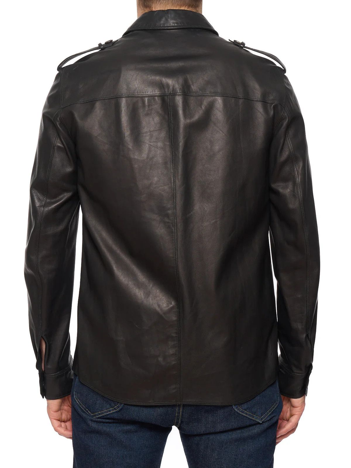 SERAPHIN SERAPHIN France Black Leather Blouson Overshirt Jacket Size US M / EU 48-50 / 2 - 2 Thumbnail