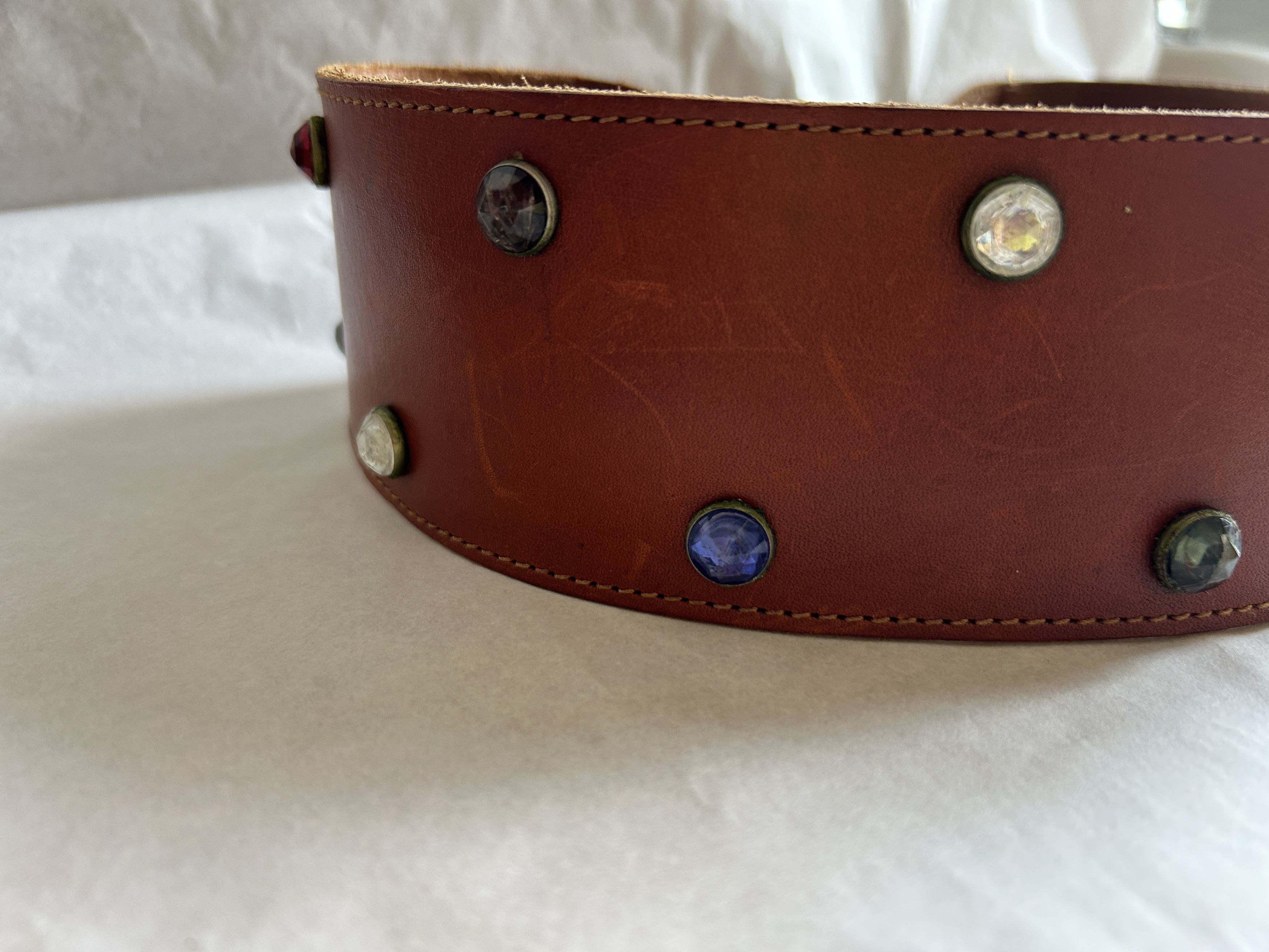 Vintage Vintage 90s Brown Leather Wide Waist Belt Size ONE SIZE - 11 Thumbnail