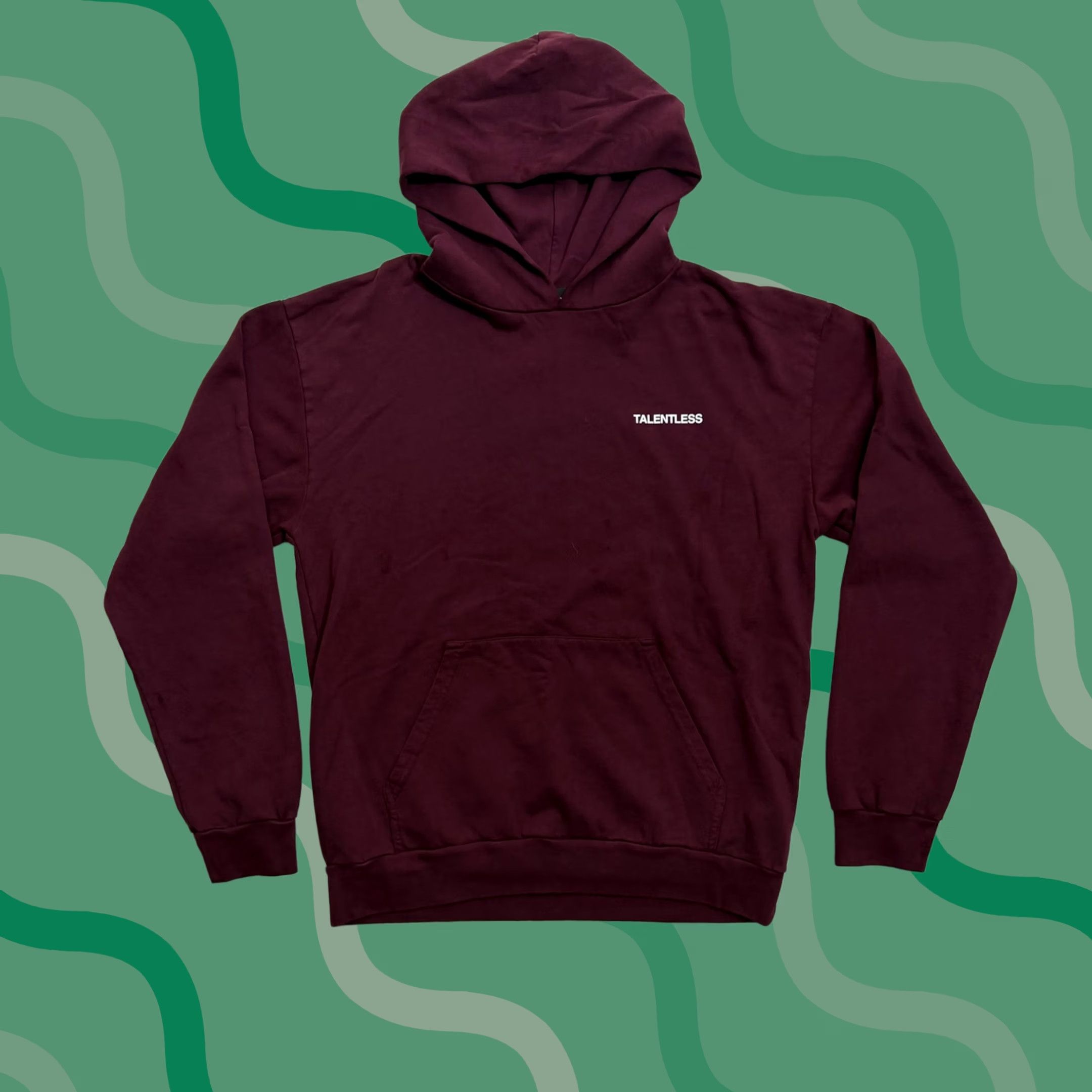 Talentless Talentless Hoodie Mens Large Burgundy Fleece Pullover Logo Pocket Crew Neck Winter Size US L / EU 52-54 / 3 - 1 Thumbnail