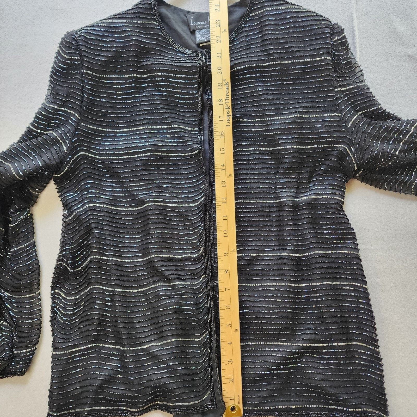 Other Laurence Kazar Silk Beaded Jacket Blazer - Black - Large Size L / US 10 / IT 46 - 5 Thumbnail