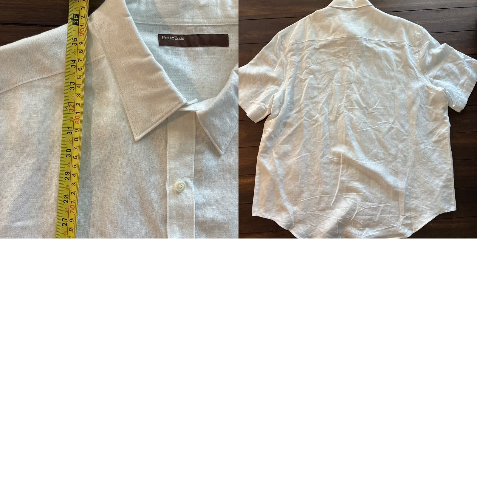Perry Ellis Perry Ellis Shirt Mens 3XLT White Linen Cotton Blend Long Sleeve Pullover Tall Size US XXL / EU 58 / 5 - 8 Thumbnail