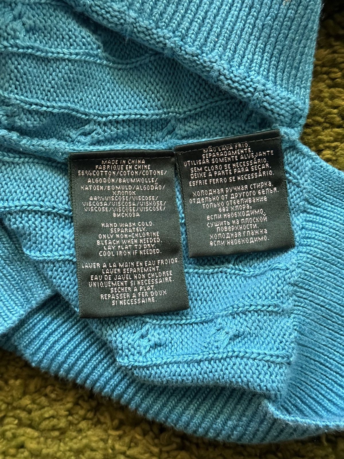 Lauren Ralph Lauren × Ralph Lauren × Vintage Lauren Ralph Lauren cable knit blue sweater Size L / US 10 / IT 46 - 8 Thumbnail