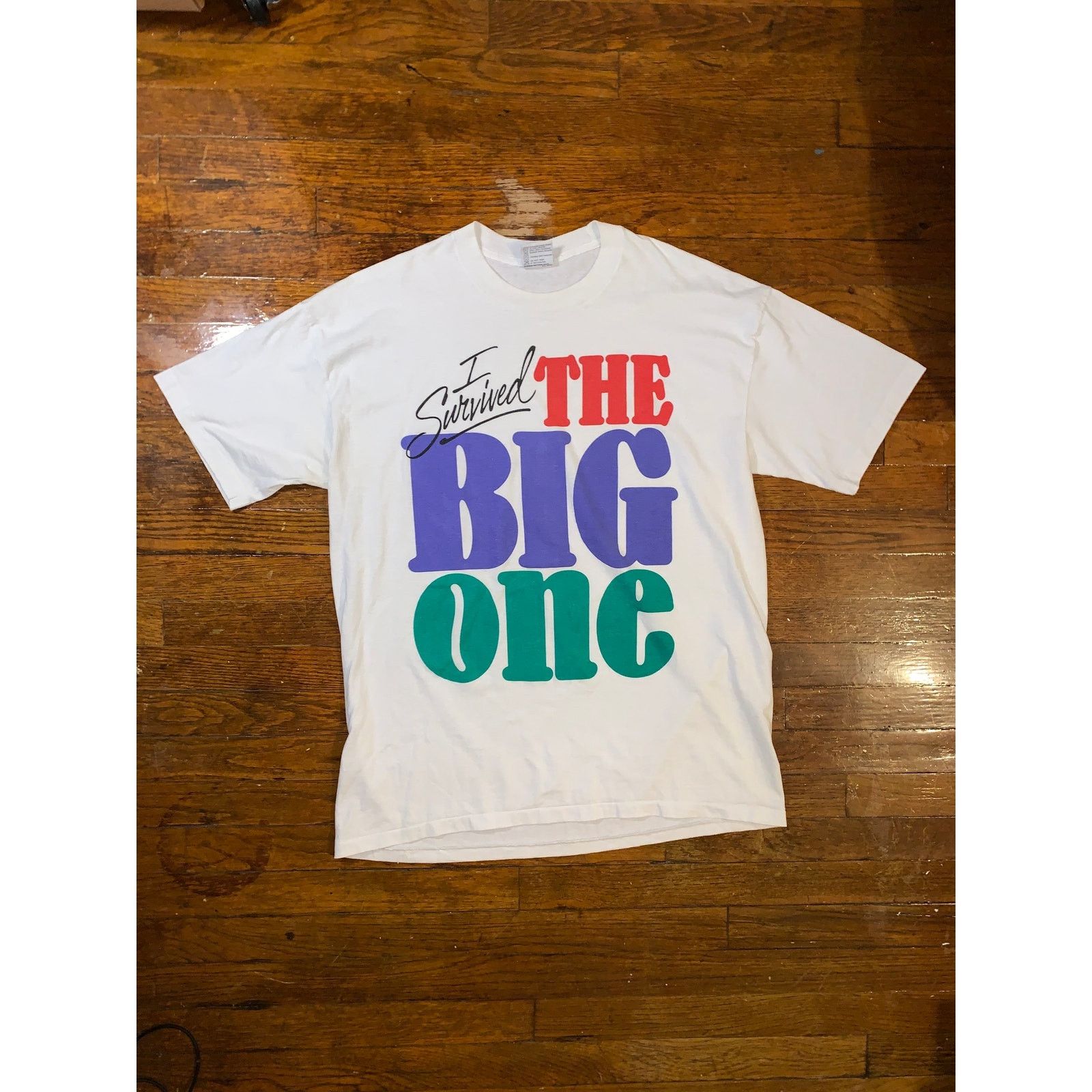 Other × Vintage 1987 I Survived The Big One T Shirt USA Single Stitch 2XL Size US XXL / EU 58 / 5 - 2 Thumbnail