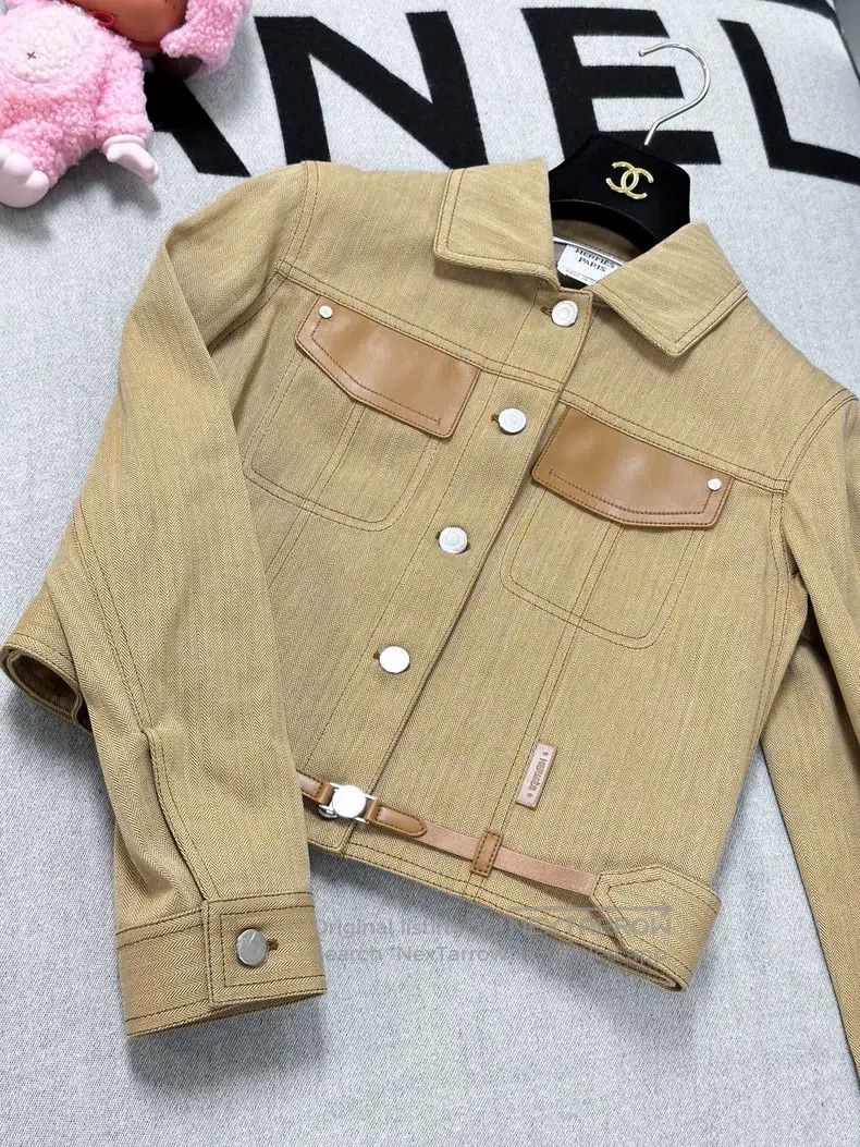 Hermes Hermes Khaki Canvas and Leather Patch Short Jacket Spring/ Size XS / US 0-2 / IT 36-38 - 2 Thumbnail