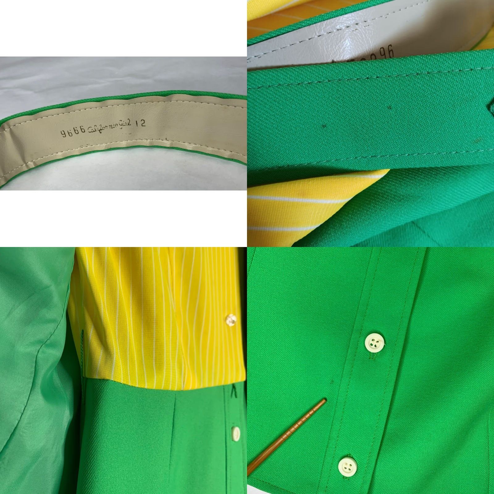 Vintage VINTAGE California Girl Dress and Jacket Set 1960s Green Yellow Mod Stripe Size 12 Womens Size XL / US 12-14 / IT 48-50 - 9 Thumbnail