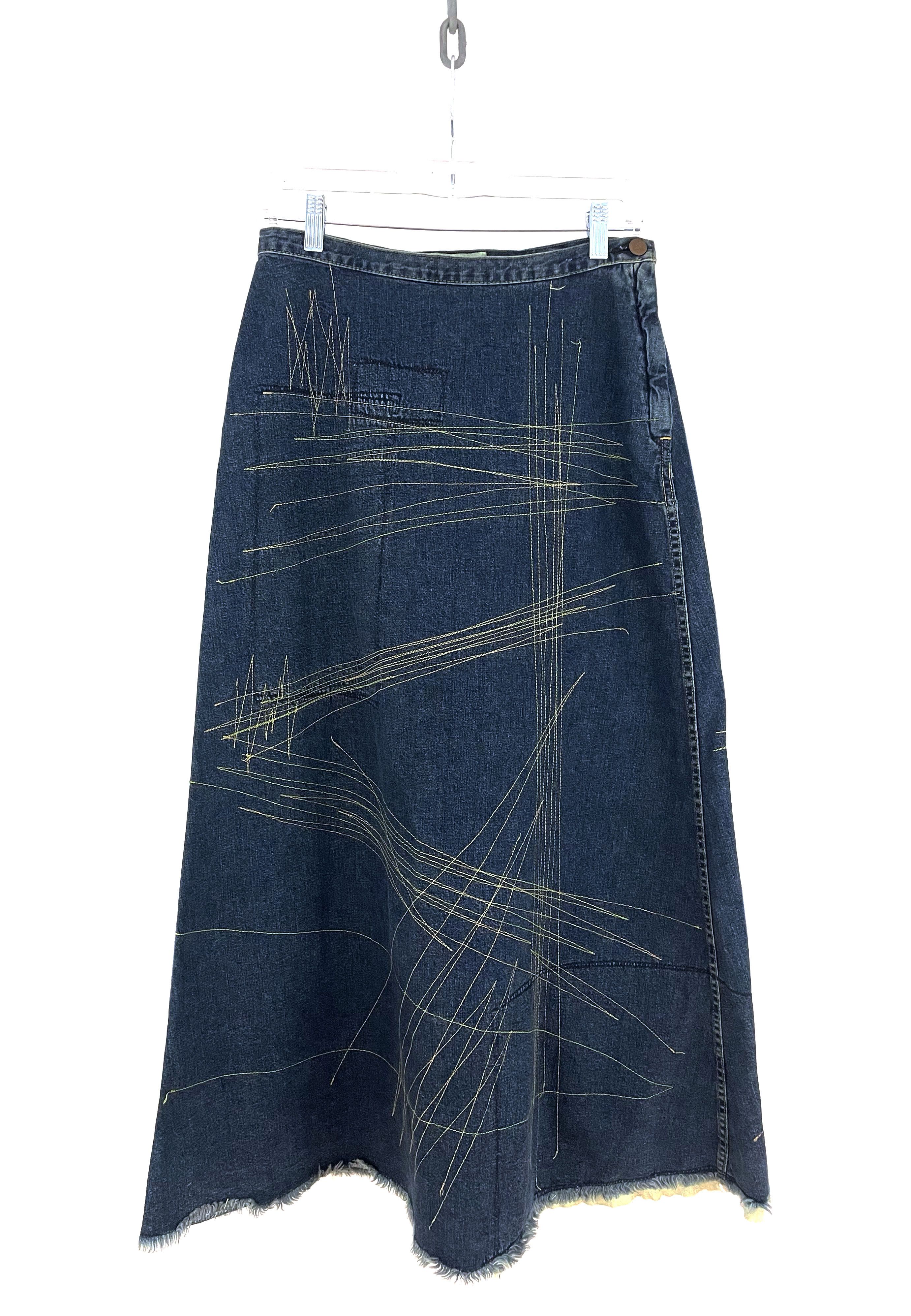 Hysteric Glamour Stitch Denim Maxi Skirt Size 27" / US 4 / IT 40 - 1 Thumbnail