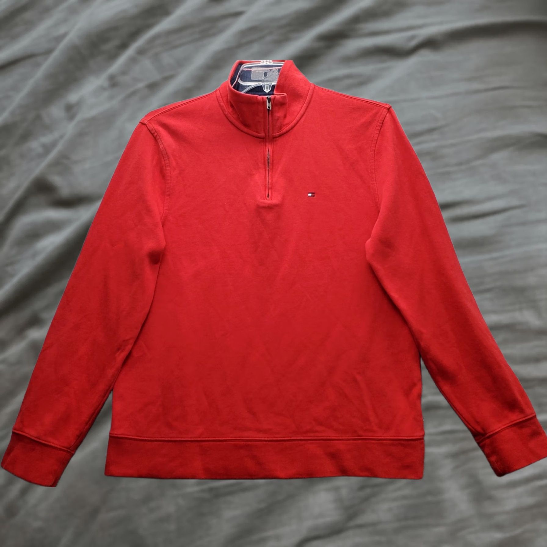 Tommy Hilfiger Tommy Hilfiger Mens Size M Red 1/4 Zip Sweatshirt Pullover Long Sleeve Cotton Mock Neck Shirt Size US M / EU 48-50 / 2 - 1 Thumbnail