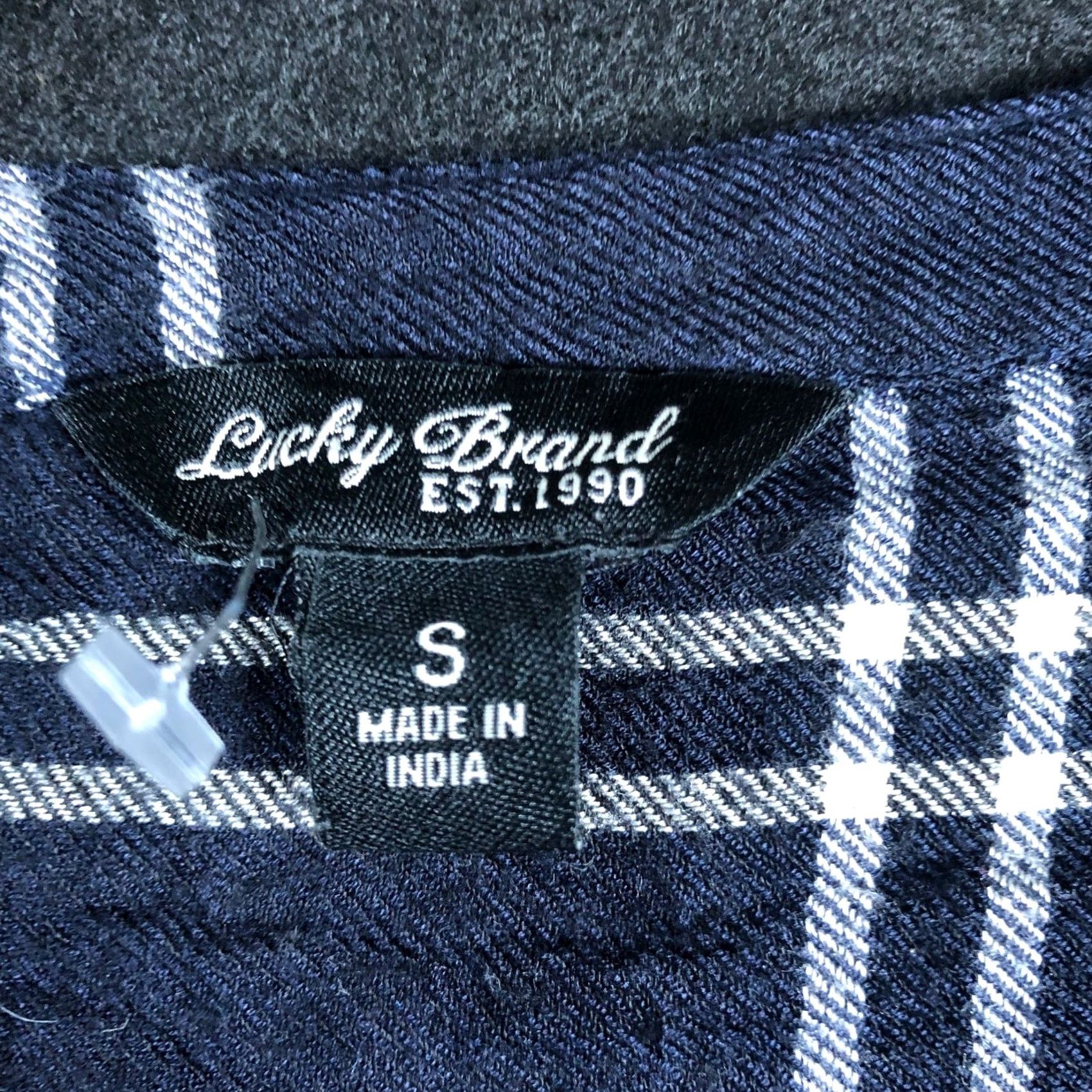 Lucky Brand Lucky Brand Womens Dress Navy White Stripe Roll Tab Sleeve Button Front Small Dress Shirt Size S / US 4 / IT 40 - 6 Thumbnail