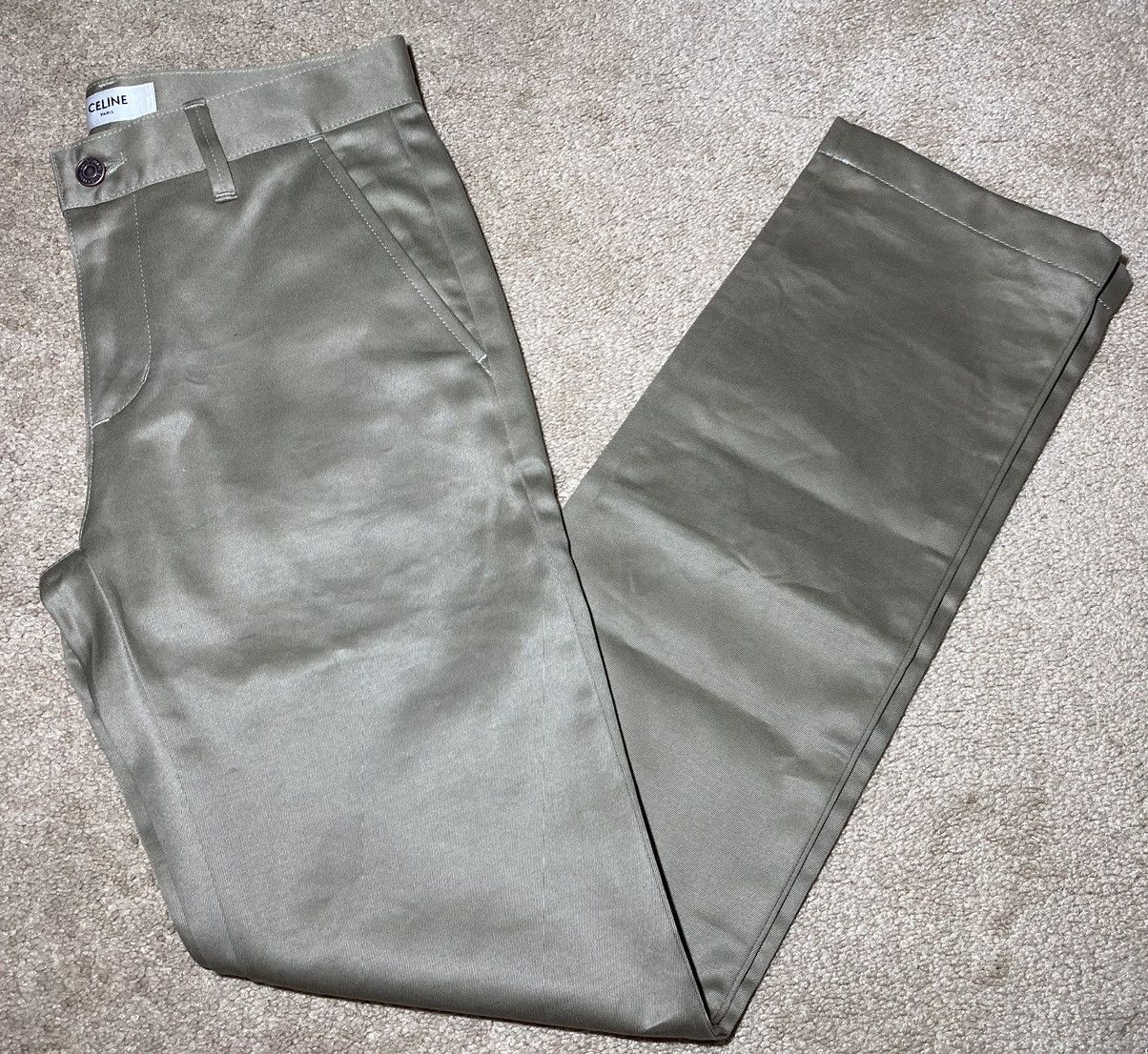 New SS20 Celine Chino Pants Tan Slim Straight 2020 26 Khaki
