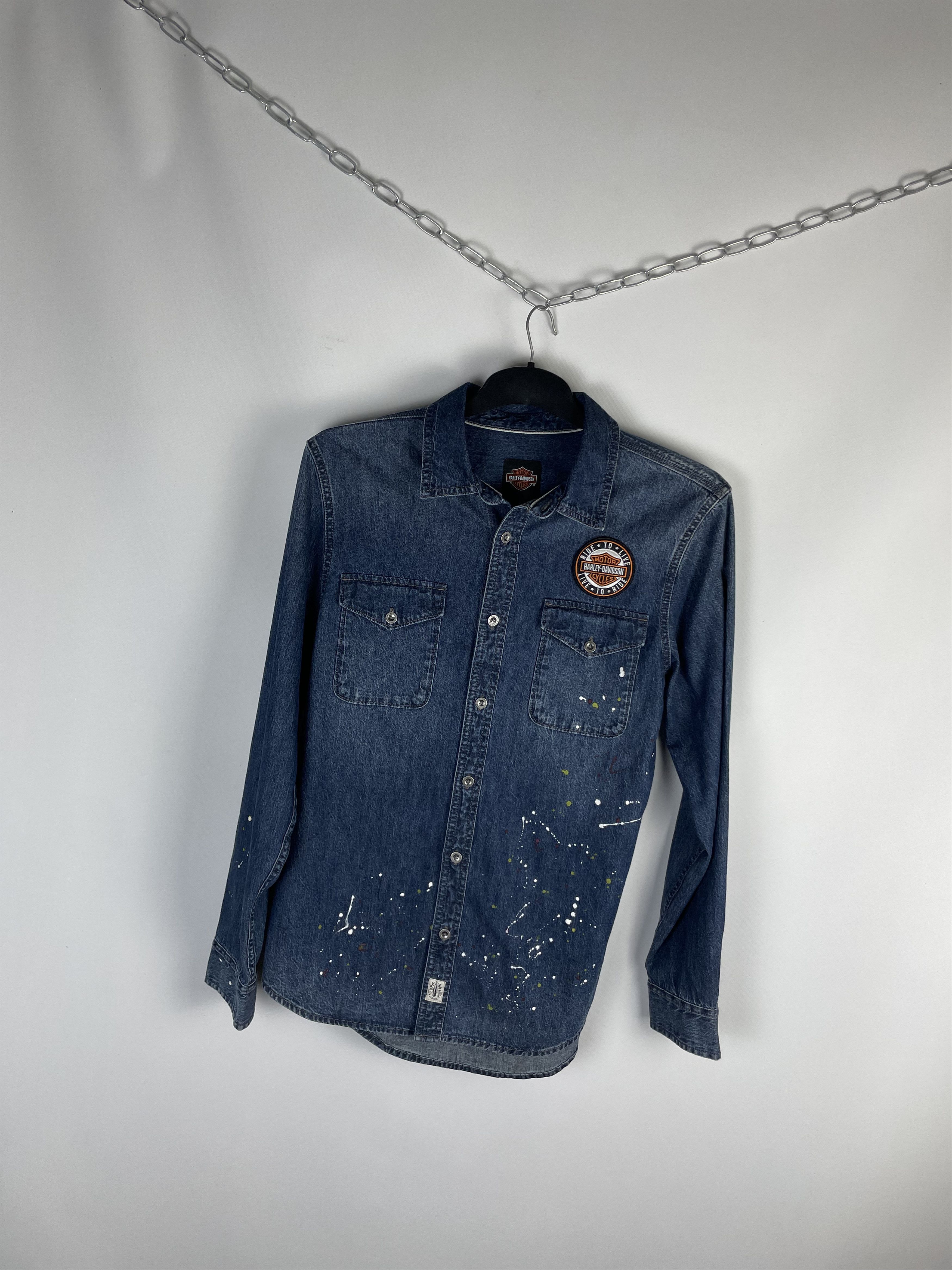 Harley Davidson Vintage HARLEY DAVIDSON Denim Shirt Size US L / EU 52-54 / 3 - 2 Thumbnail