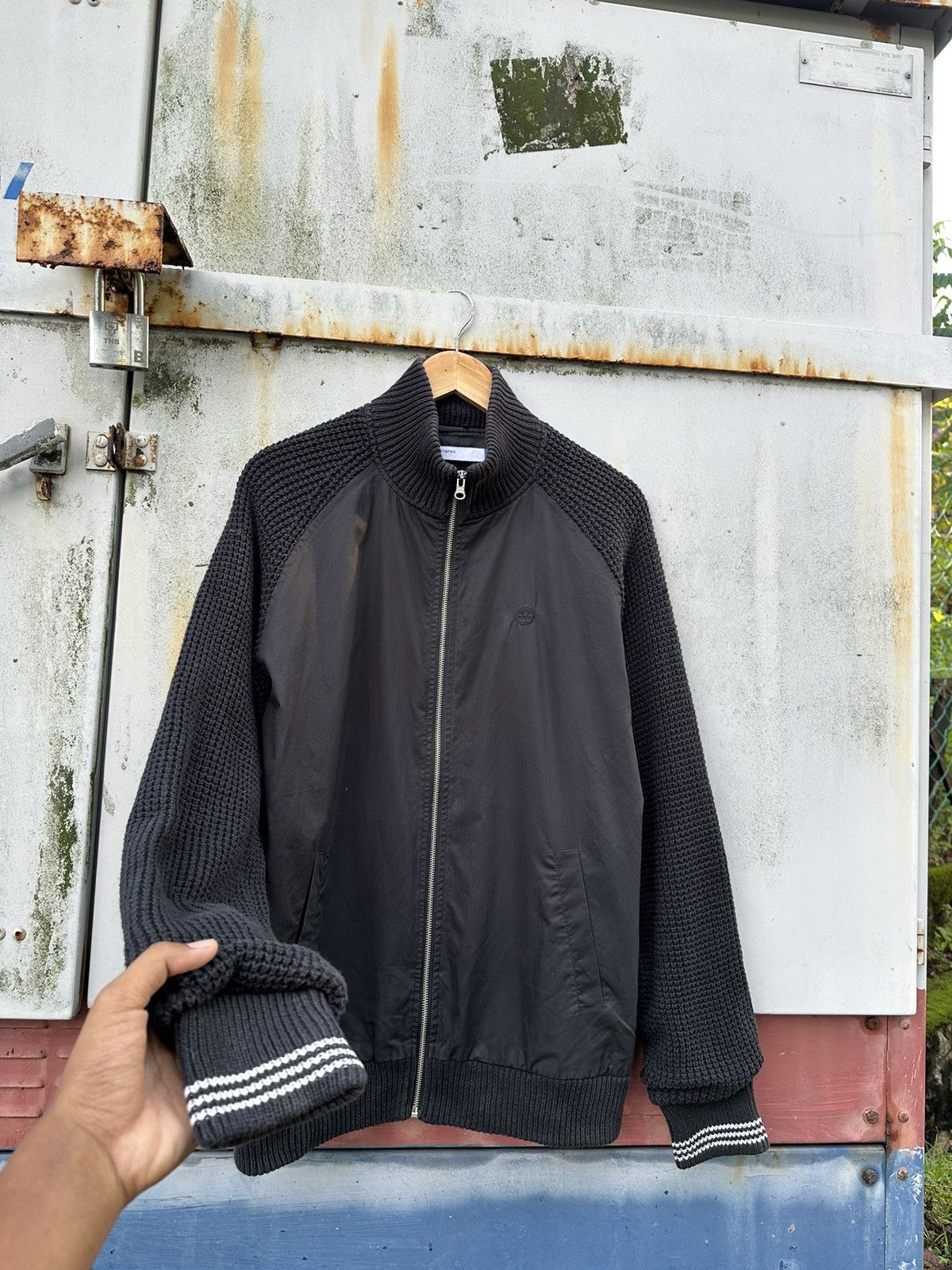 Adidas 👹Adidas Knitted Sleeves Bomber Jacket Size US L / EU 52-54 / 3 - 6 Thumbnail