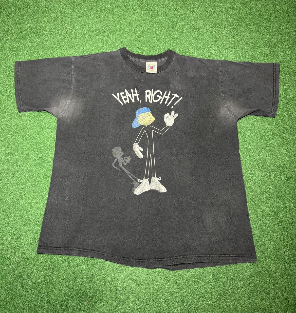 Vintage Vintage 90s Yeah Right Stoner Skater Punk XL T Shirt Size US XL / EU 56 / 4 - 1 Thumbnail