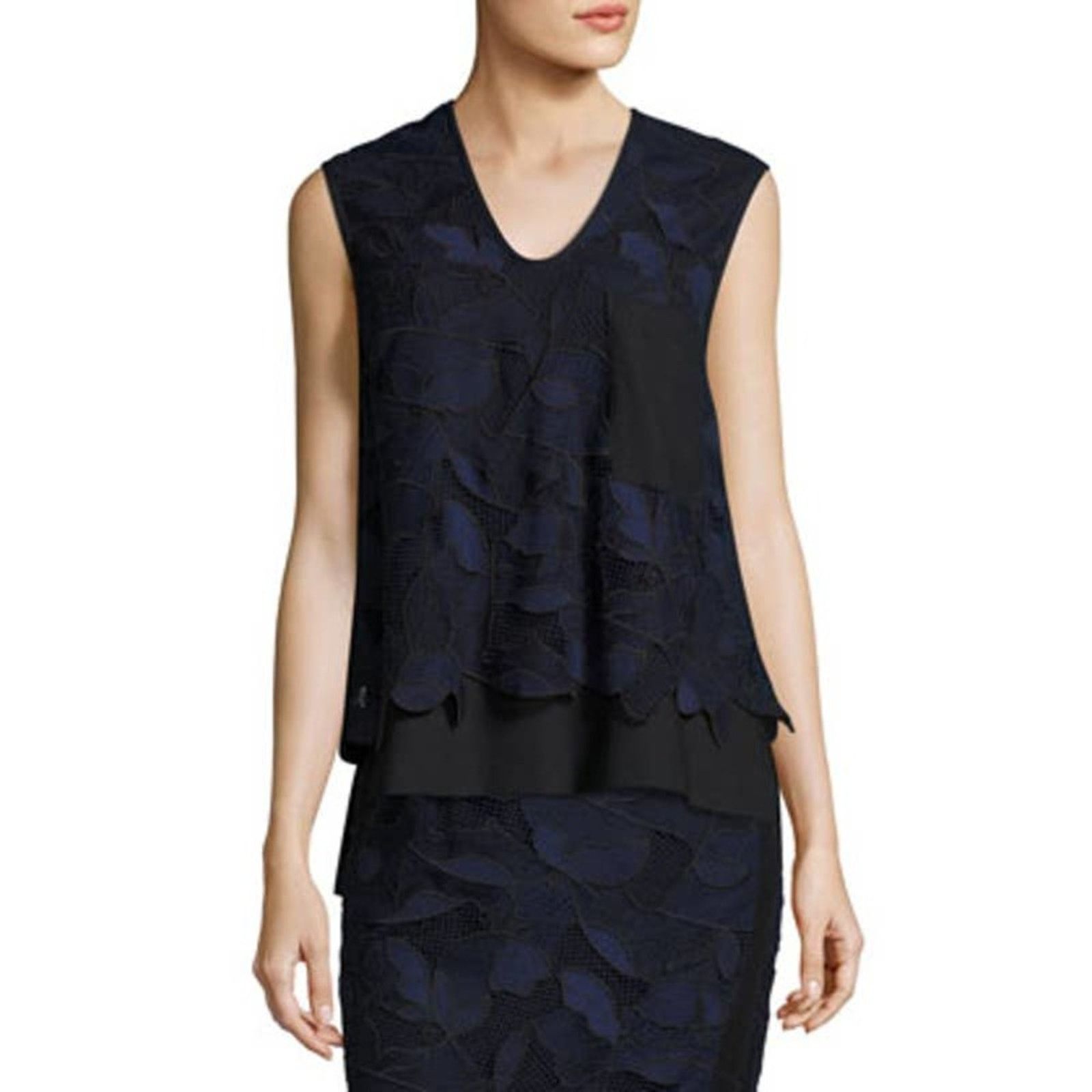 Jason Wu Jason Wu Grey Sleeveless Layered Floral Lace Top Blue Size 4 Size S / US 4 / IT 40 - 1 Thumbnail