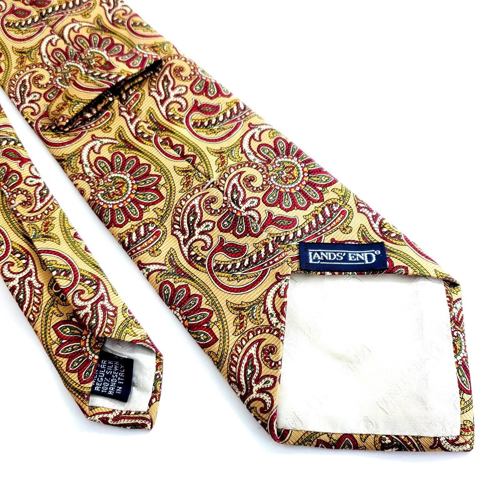 Lands' End Land's End Yellow Red Paisley Print Long Silk Tie Size ONE SIZE - 5 Thumbnail