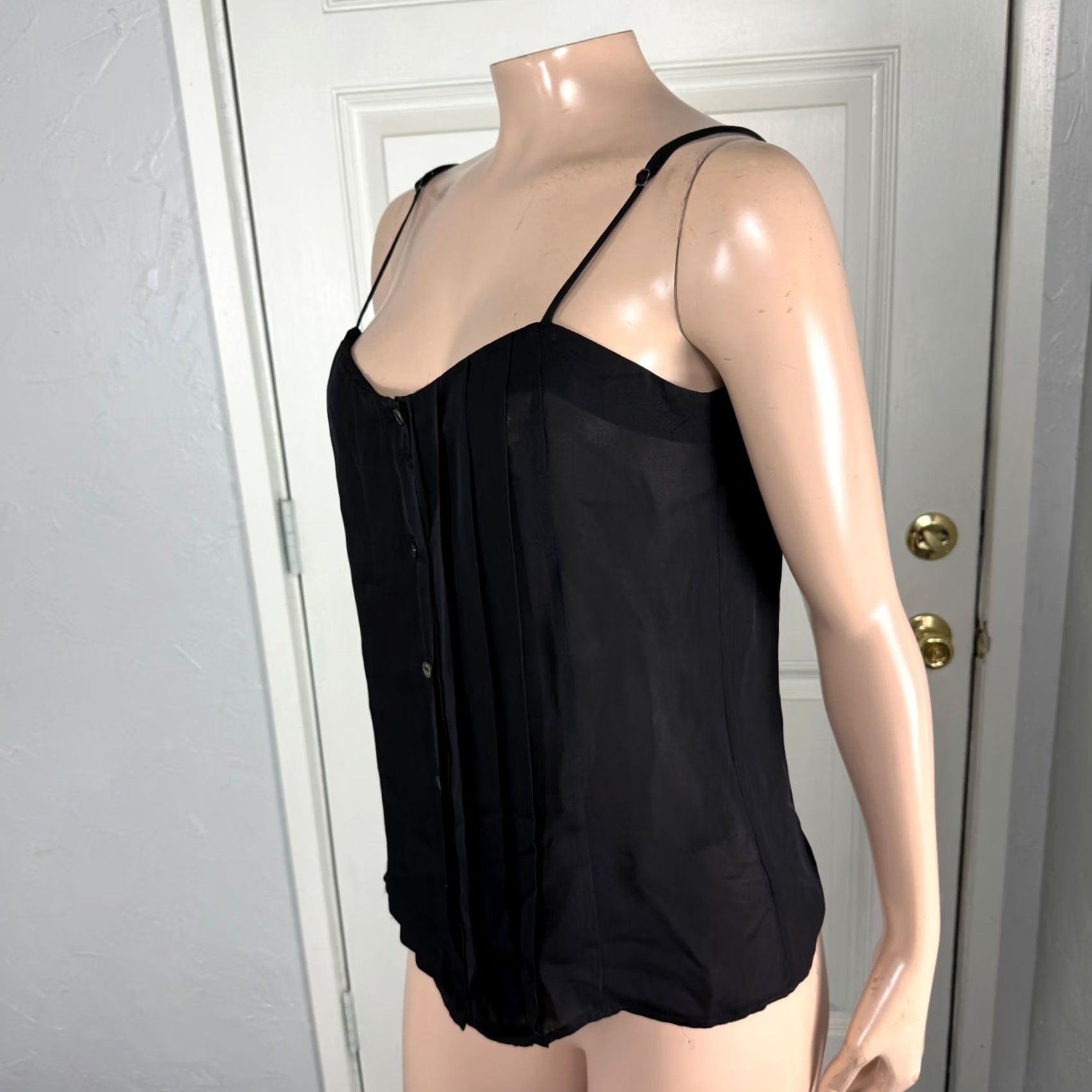 Nili Lotan Nili Lotan Shirt Women's Medium Silk Tank Top Pintuck Button Designer II20 Size M / US 6-8 / IT 42-44 - 2 Thumbnail