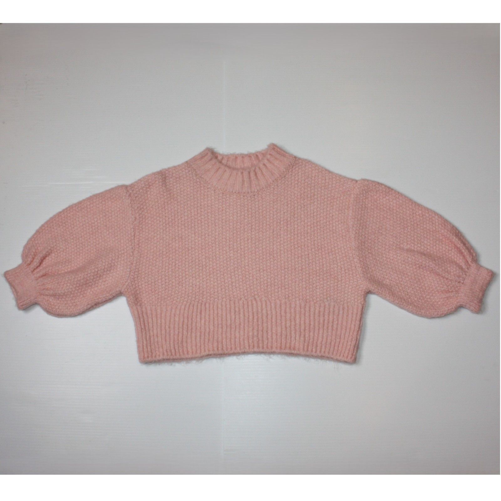 Topshop Crop Balloon Sleeve Sweater in Pink & size Small or US 4-6 Size S / US 4 / IT 40 - 3 Thumbnail