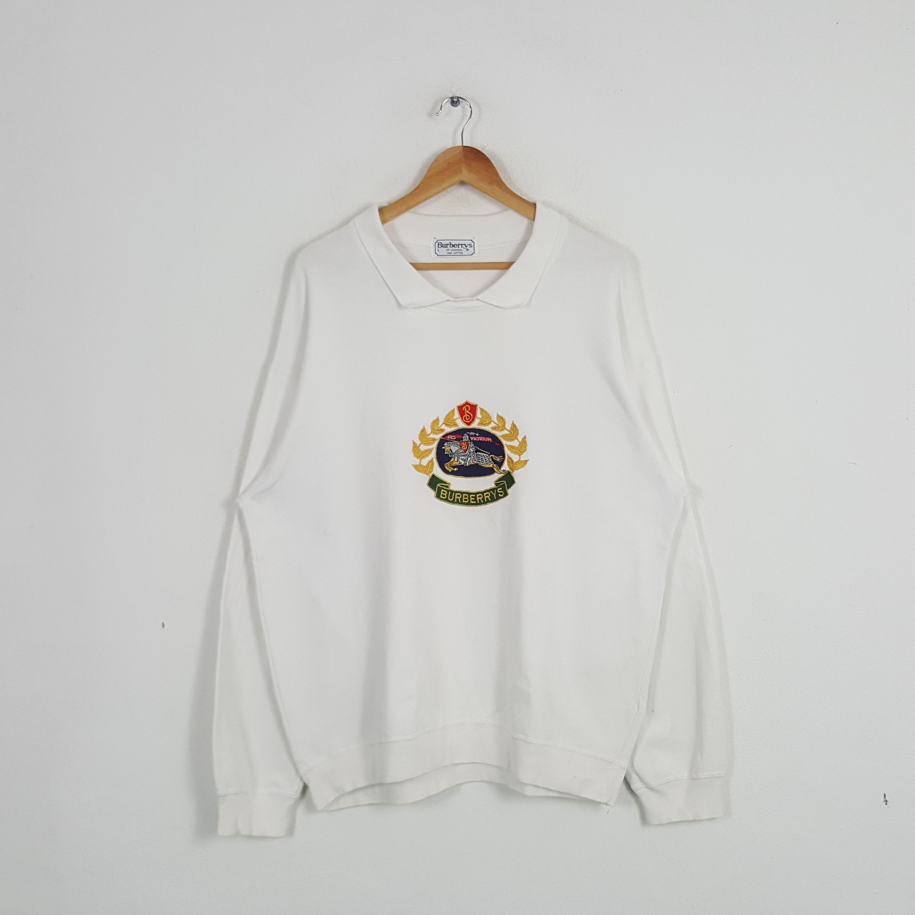 Burberry × Vintage Vintage Burberry Italian Brand Embroidery Logo Sweatshirt Size US XL / EU 56 / 4 - 1 Thumbnail