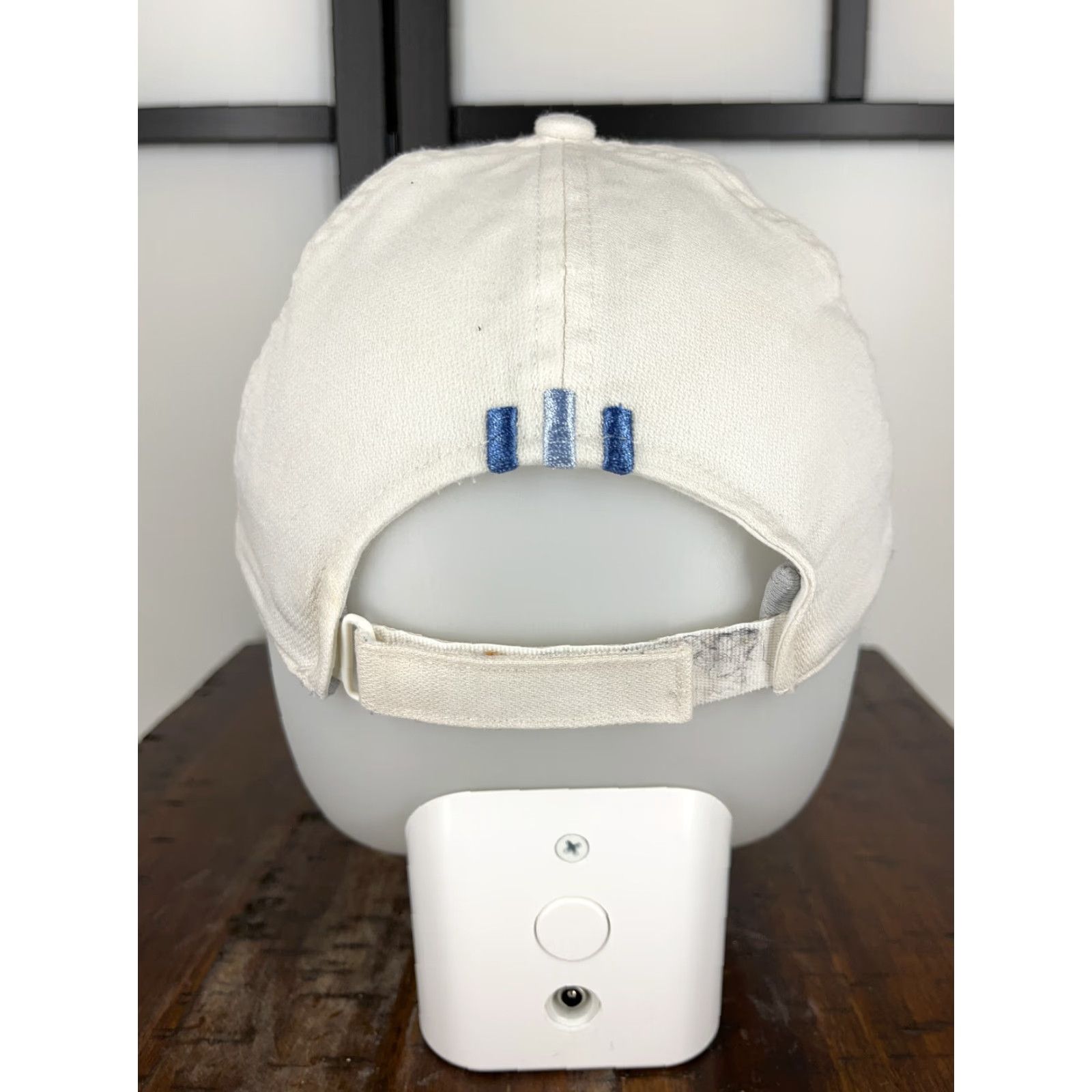 Adidas VINTAGE Adidas Hat Cap Strap Back Adult One Size White Blue Cotton Climalite Size ONE SIZE - 6 Thumbnail