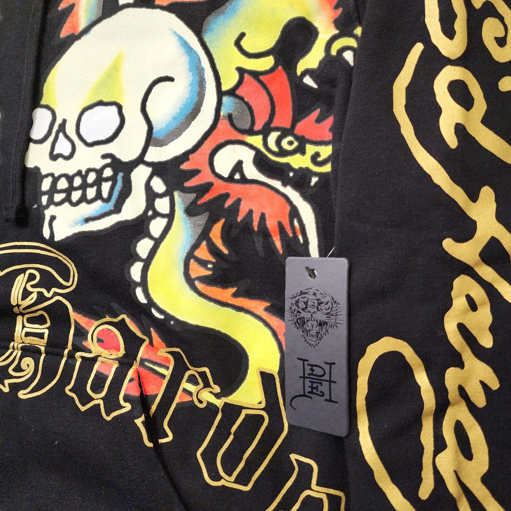 Ed Hardy Ed Hardy Hoodie Men L Black Y2k Tattoo Skull Dragon Spellout Pullover Jacket Size US L / EU 52-54 / 3 - 5 Thumbnail