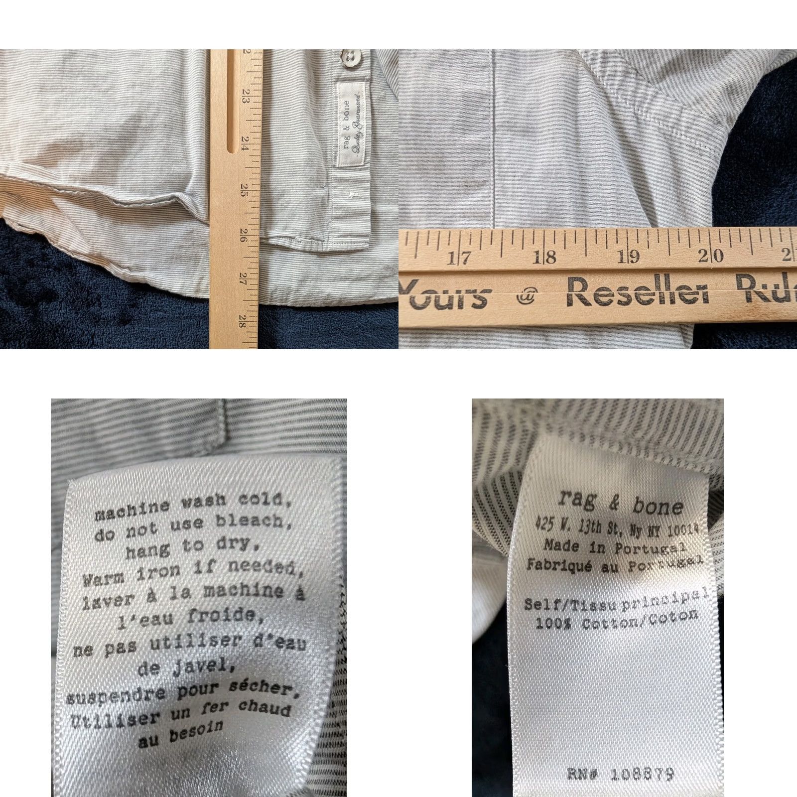 Rag & Bone rag & bone Striped Shirt Adult Medium Gray Button-Up Long Sleeve Collared Slim Classic USA Size ONE SIZE - 8 Thumbnail