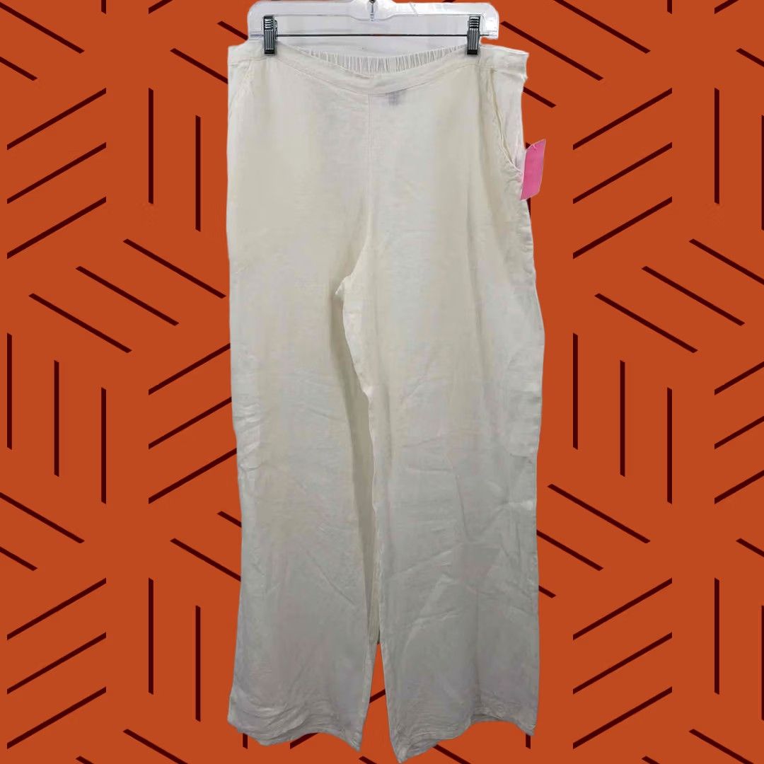 FLAX Flax White Pull On Pants Medium Regular Size 32" / US 10 / IT 46 - 1 Thumbnail