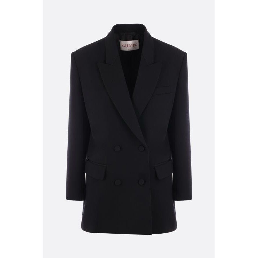 Valentino VALENTINO Grisaille Black Oversized Double-Breasted Jacket N Size XS / US 0-2 / IT 36-38 - 1 Thumbnail