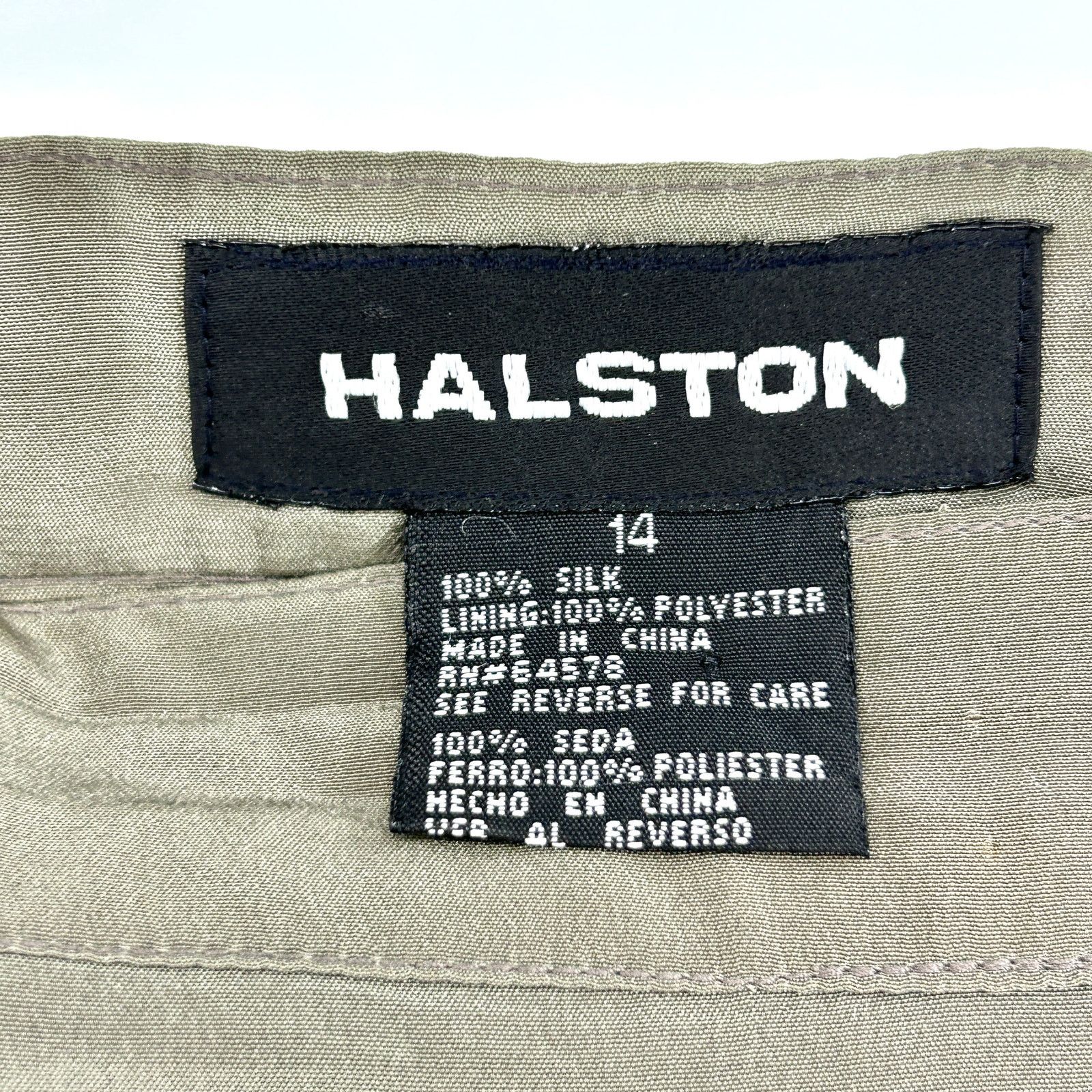 Halston Dusty Sage 100% Silk Paisley Fully Lined Maxi Wrap Skirt Size 36" / US 14 / IT 50 - 6 Thumbnail