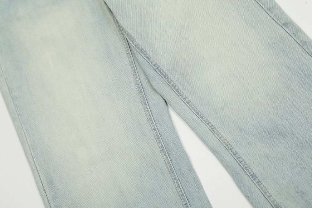Men's loose straight leg wide-leg washed denim jeans