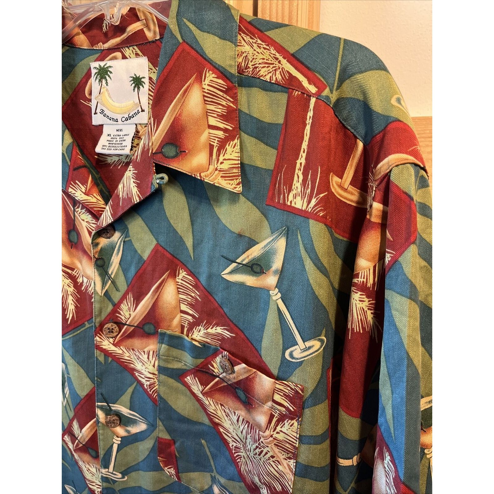 Other Banana Cabana Men’s XL Floral Martini SS Silk Hawaiian Shirt Size US XL / EU 56 / 4 - 8 Thumbnail