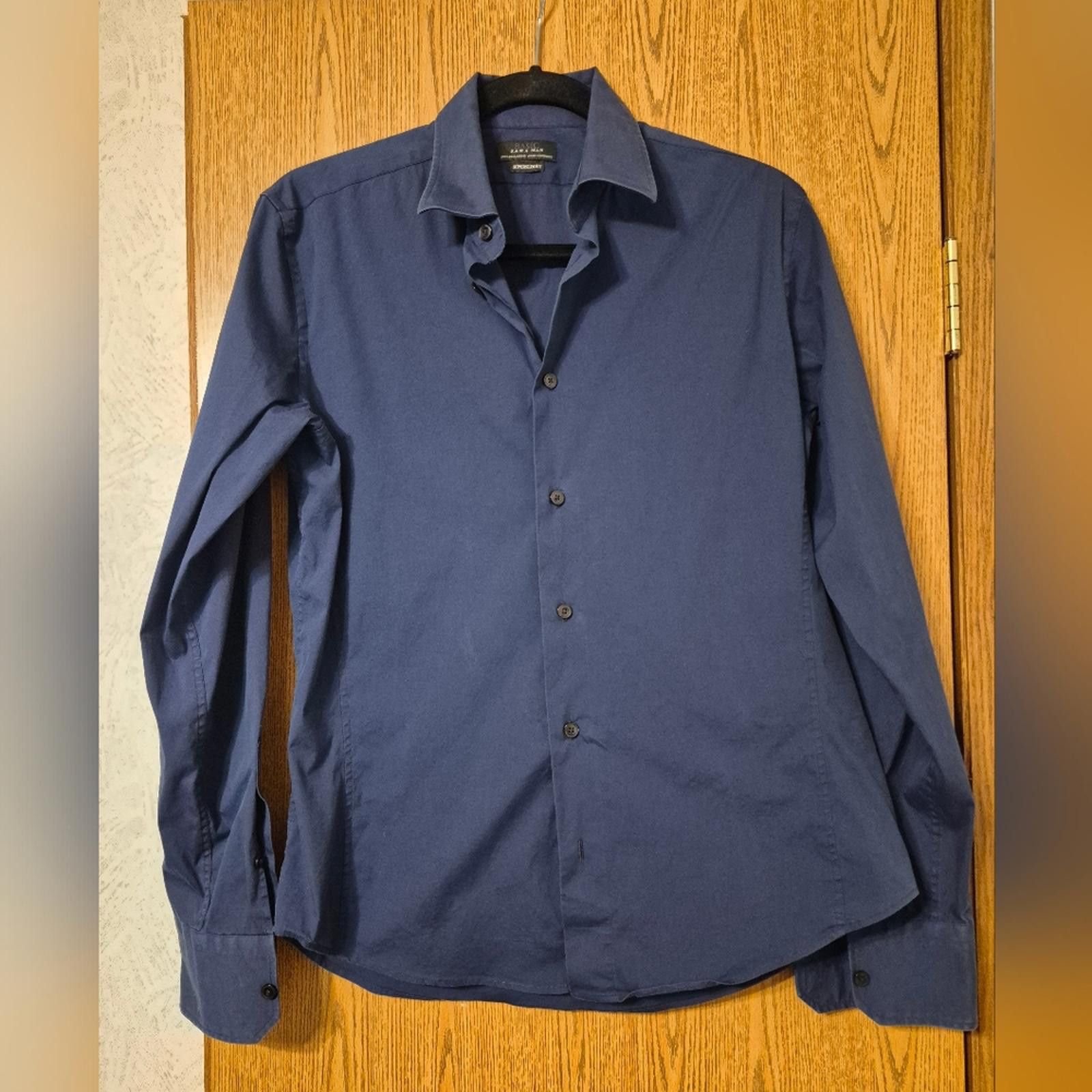 Zara Zara Man Basic Deep Blue Superslim Fit Shirt Large Size US L / EU 52-54 / 3 - 2 Thumbnail