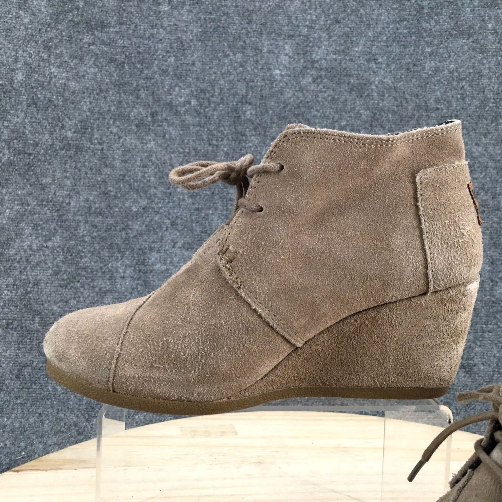 Toms TOMS Boots Womens 6.5 Two Eye Desert Wedge Ankle Bootie Brown Suede Lace Up Bootie Brown Mens Womens Shoes—Note: No, keep to original terms only. Size US 7 / IT 37 - 3 Thumbnail