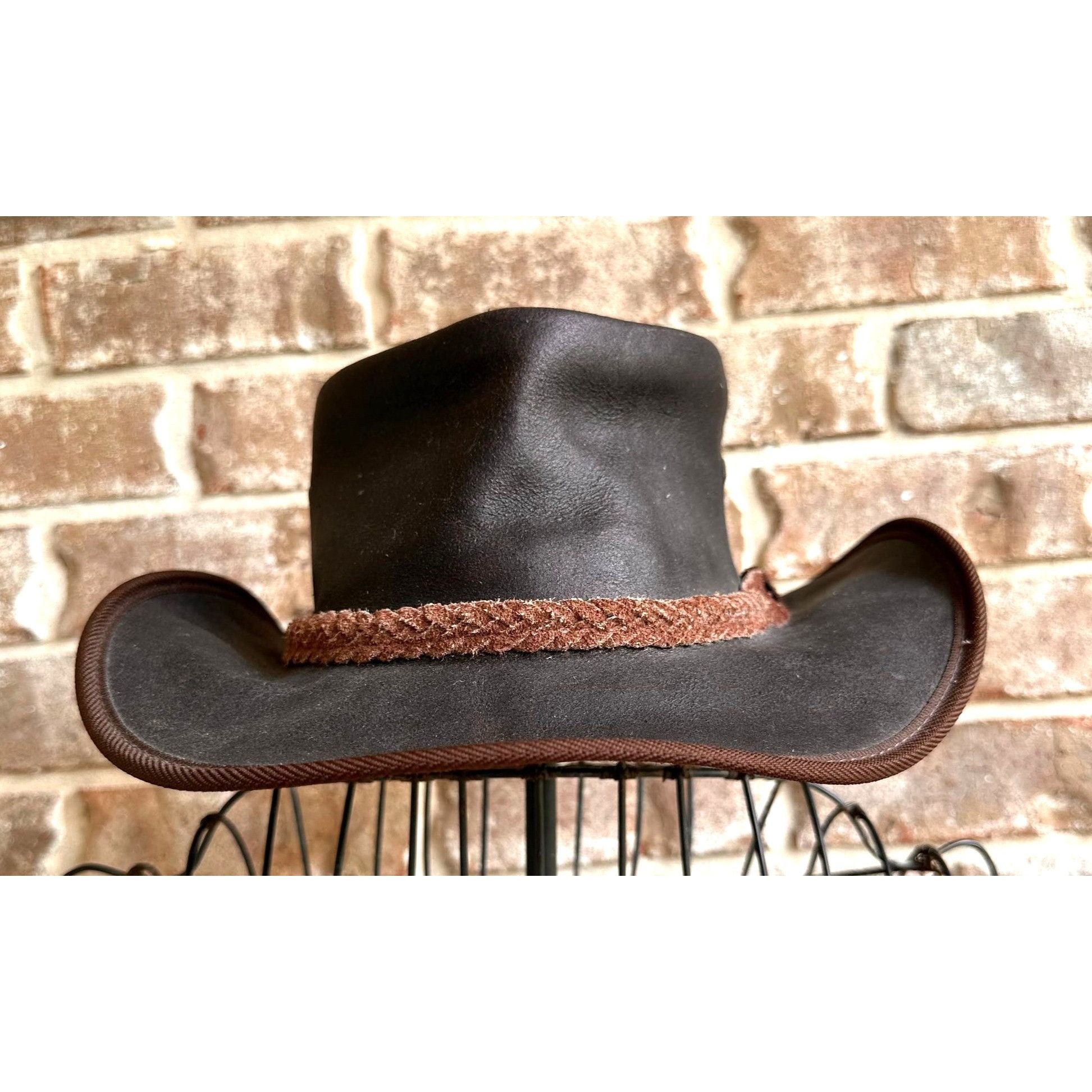 Vintage Vintage Australian Geographic Leather Hat Large 59 Brown Au Size ONE SIZE - 4 Thumbnail