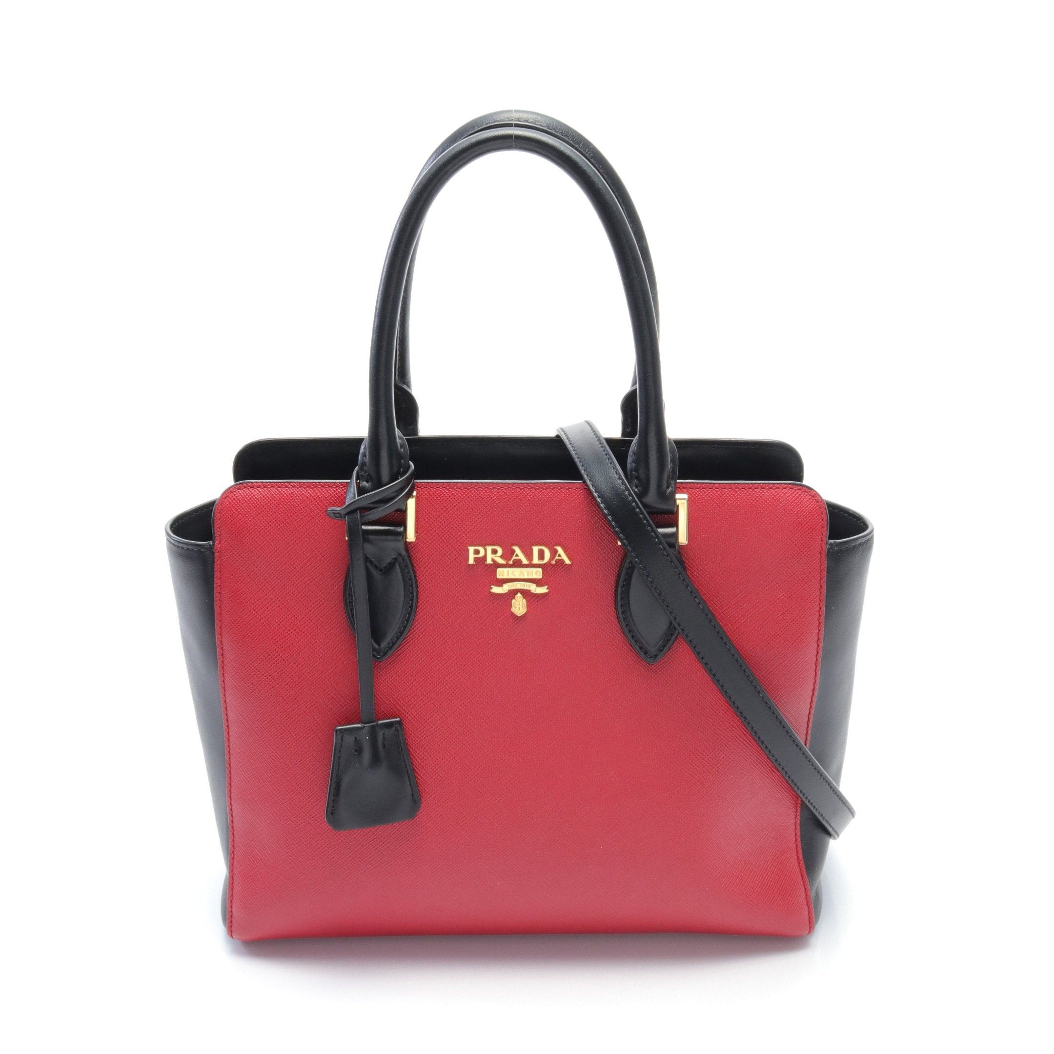 Prada Prada Handbag Leather Red Black Size ONE SIZE - 1 Thumbnail