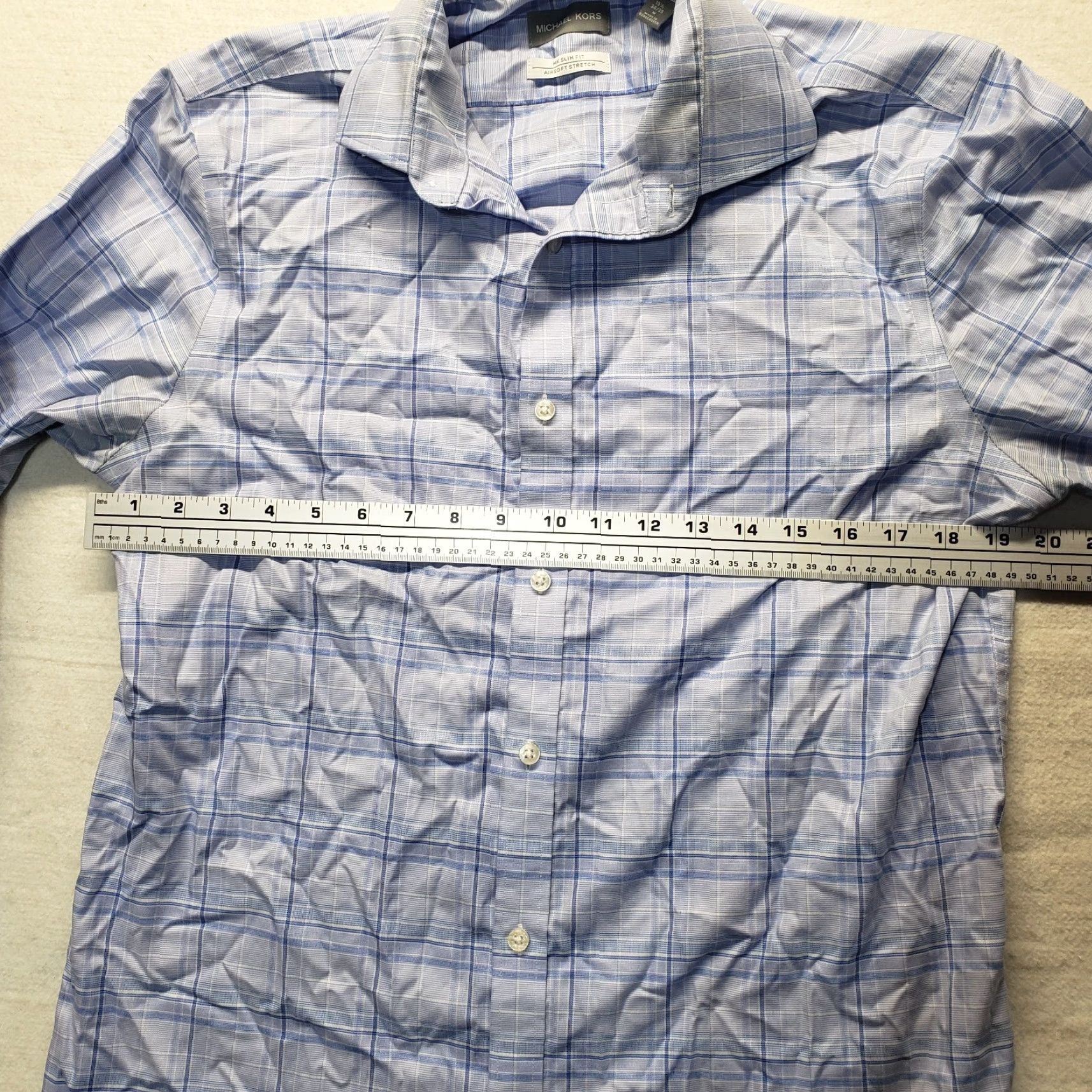 Michael Kors Michael Kors Shirt Button-Up Checkered Blue Regular Fit Adult Mens M 15.5 Cotton Long Sleeve Collared Neck Logo Pattern: Checks Vintage: No Size 40R - 4 Thumbnail