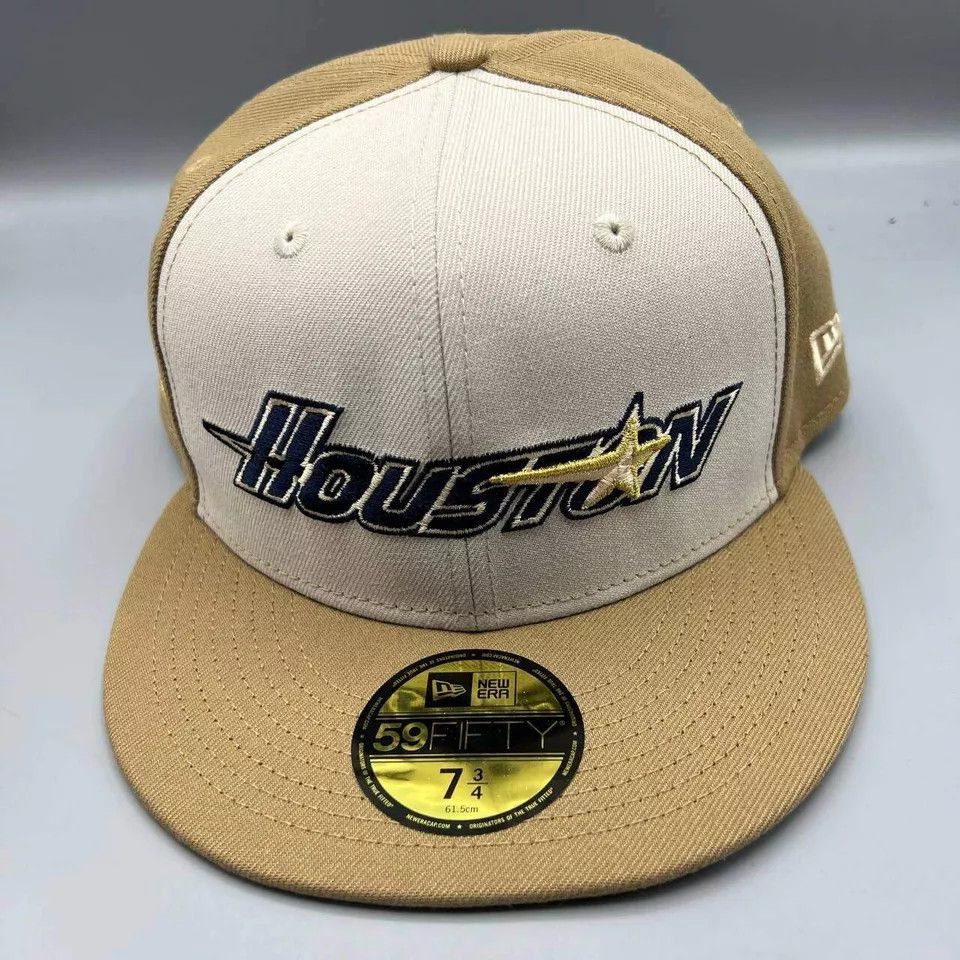 New Era Houston Astros Hat Men 7 3/4 59Fifty New Era MLB Fitted Cap Size ONE SIZE - 3 Thumbnail