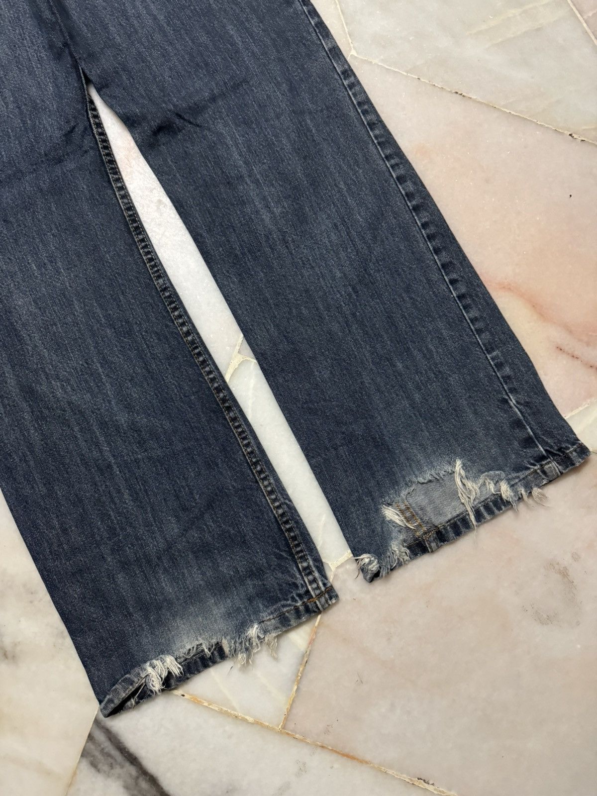 Japanese Brand FLARED JAPANESE THRASHED INSANE 90s STYLE DENIM JEANS Size US 32 / EU 48 - 16 Thumbnail